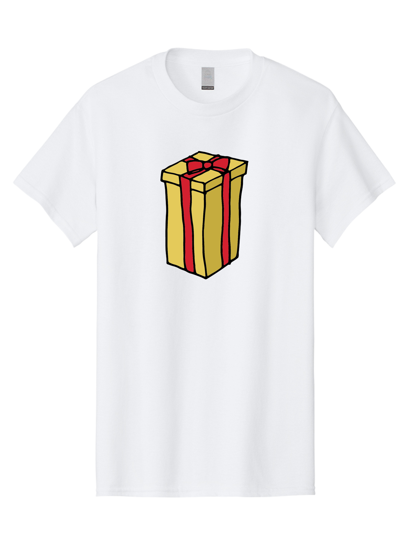 Wrapped-Gift-Box Men'S Graphic Tee, 100% Cotton, Comfortable Casual Summer Wear, Machine Washable, Gift Box, Wrapped Present, Red Ribbon, Gold Wrapping, Present, Gift, Holiday Gift, Birthday Present, Celebration Gift Aab175