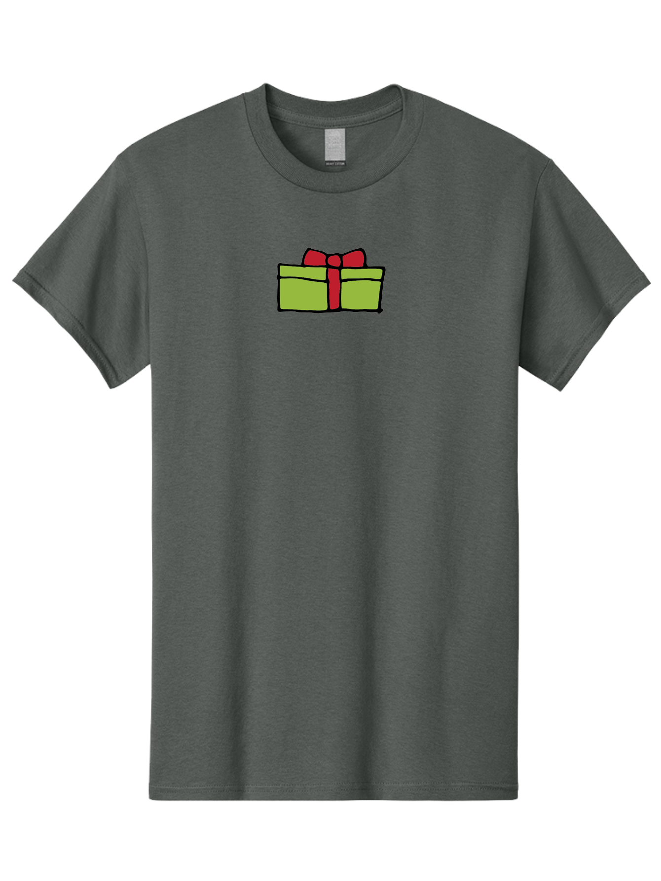 Wrapped-Gift Men'S Graphic Tee, 100% Cotton, Comfortable Casual Summer Wear, Machine Washable, Wrapped Gift, Red Bow, Festive Present, Holiday Season, Gift Giving, Celebration, Cartoon Illustration, Simple Design, Minimalist Art Aab176