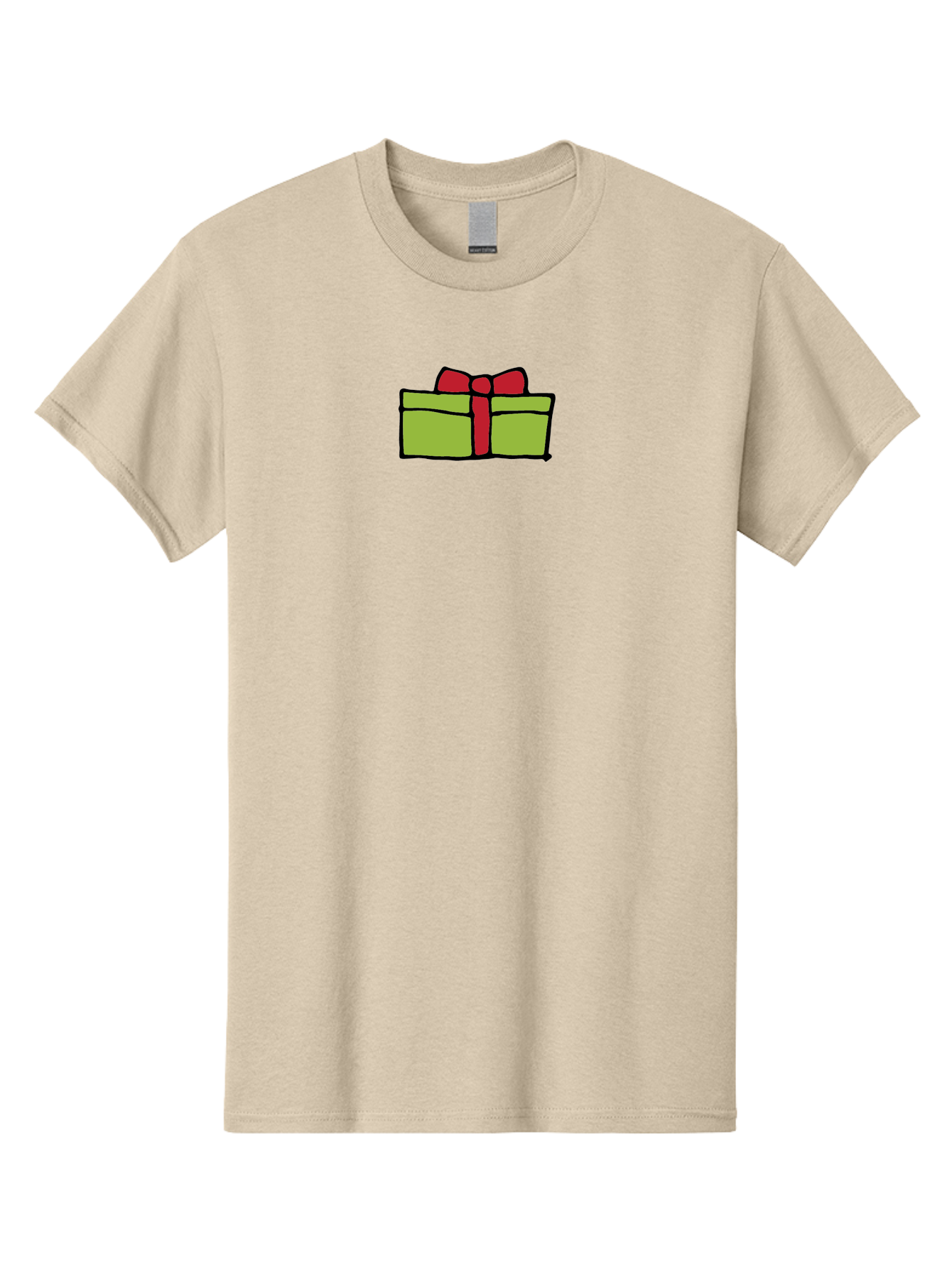 Wrapped-Gift Men'S Graphic Tee, 100% Cotton, Comfortable Casual Summer Wear, Machine Washable, Wrapped Gift, Red Bow, Festive Present, Holiday Season, Gift Giving, Celebration, Cartoon Illustration, Simple Design, Minimalist Art Aab176