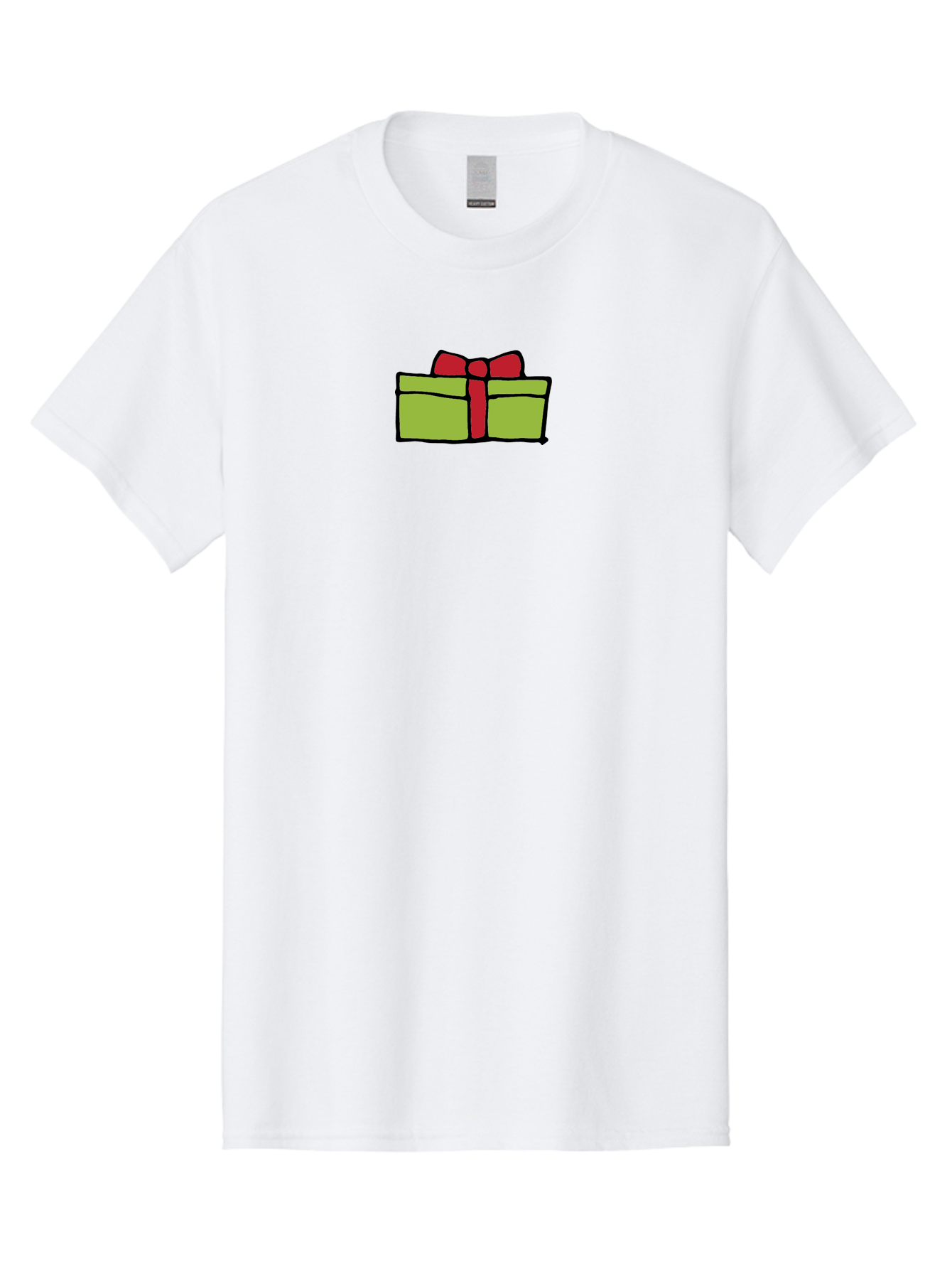Wrapped-Gift Men'S Graphic Tee, 100% Cotton, Comfortable Casual Summer Wear, Machine Washable, Wrapped Gift, Red Bow, Festive Present, Holiday Season, Gift Giving, Celebration, Cartoon Illustration, Simple Design, Minimalist Art Aab176
