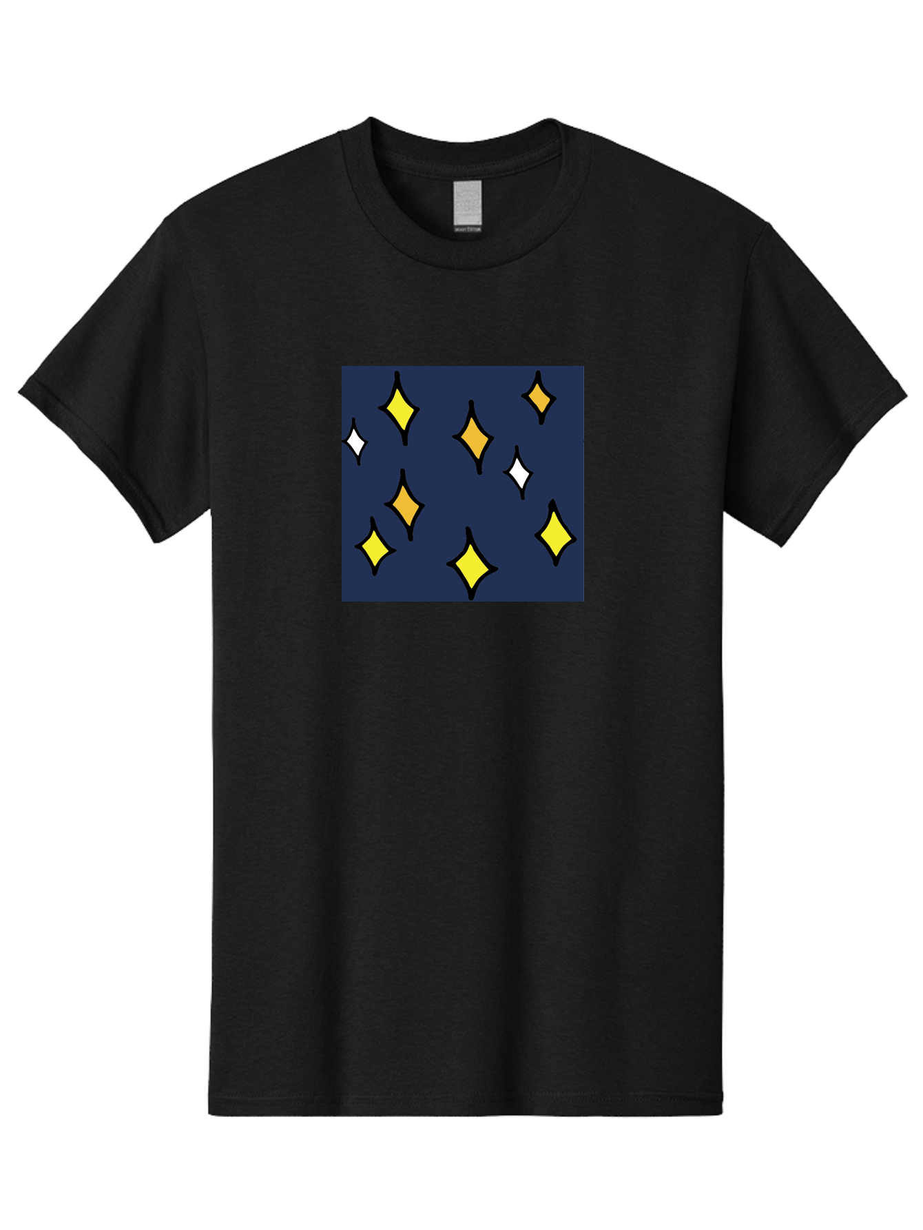 Yellow-Diamonds Men'S Graphic Tee, 100% Cotton, Comfortable Casual Summer Wear, Machine Washable, Diamond Shapes, Yellow And White Diamonds, Dark Blue Background, Abstract Design, Modern Art, Minimalist Style, Geometric Pattern, Aab180