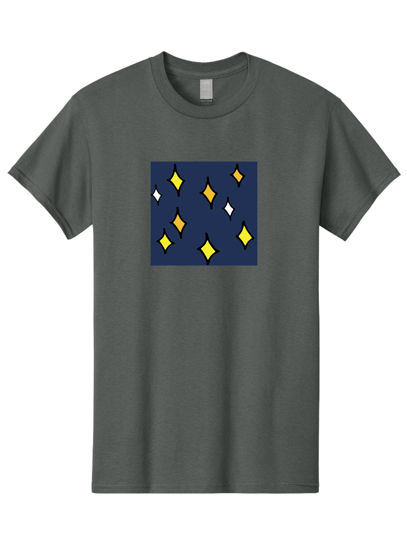 Yellow-Diamonds Men'S Graphic Tee, 100% Cotton, Comfortable Casual Summer Wear, Machine Washable, Diamond Shapes, Yellow And White Diamonds, Dark Blue Background, Abstract Design, Modern Art, Minimalist Style, Geometric Pattern, Aab180