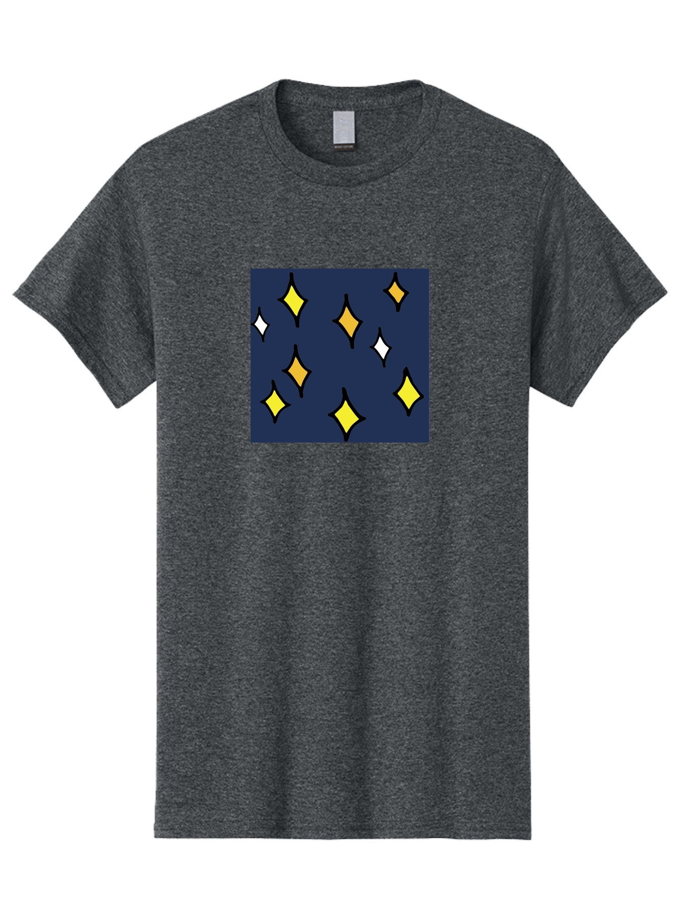 Yellow-Diamonds Men'S Graphic Tee, 100% Cotton, Comfortable Casual Summer Wear, Machine Washable, Diamond Shapes, Yellow And White Diamonds, Dark Blue Background, Abstract Design, Modern Art, Minimalist Style, Geometric Pattern, Aab180