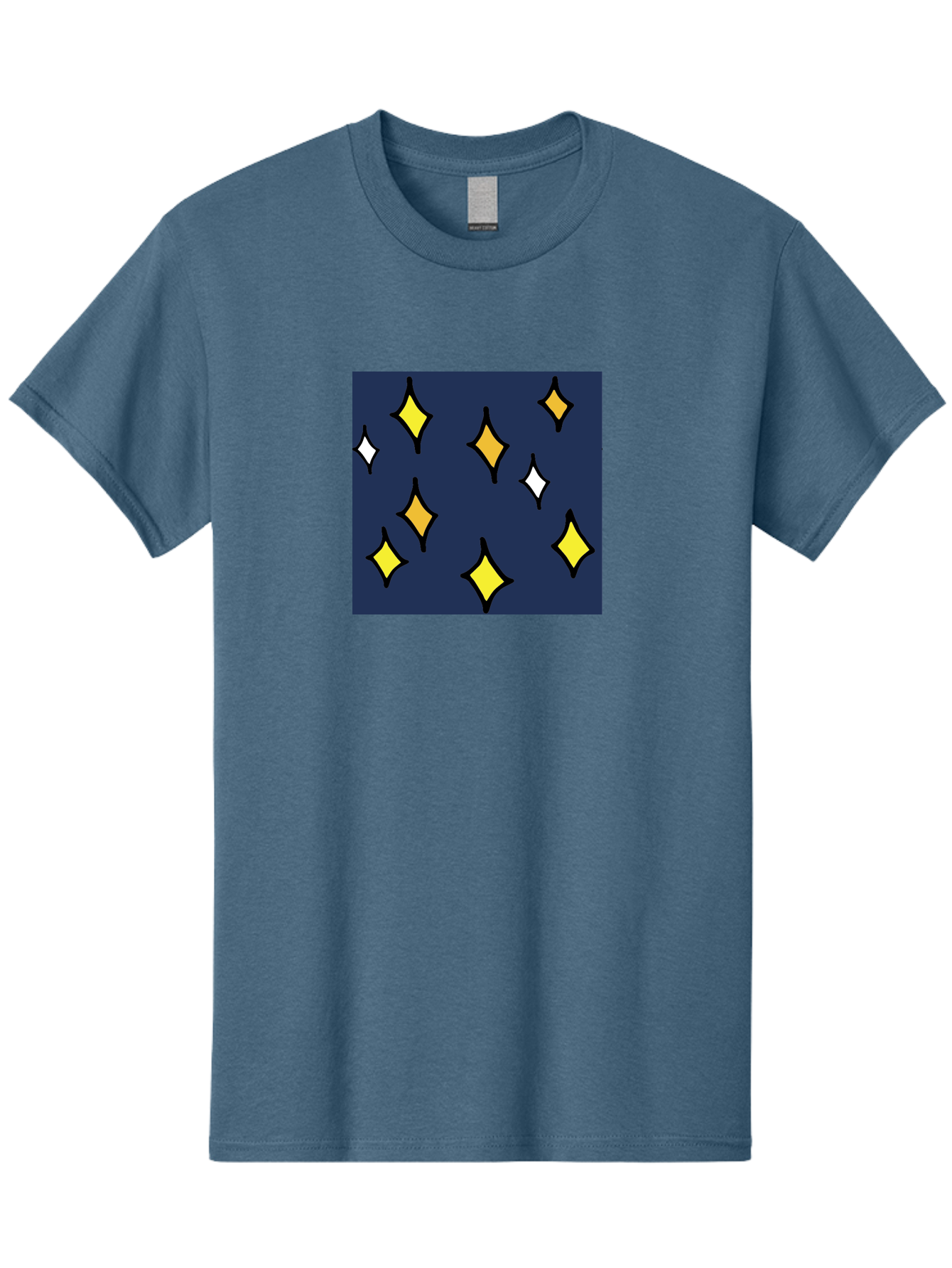 Yellow-Diamonds Men'S Graphic Tee, 100% Cotton, Comfortable Casual Summer Wear, Machine Washable, Diamond Shapes, Yellow And White Diamonds, Dark Blue Background, Abstract Design, Modern Art, Minimalist Style, Geometric Pattern, Aab180