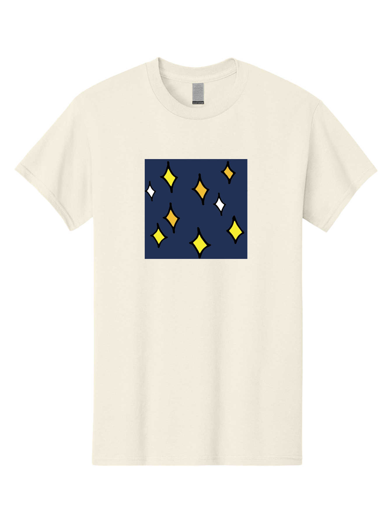 Yellow-Diamonds Men'S Graphic Tee, 100% Cotton, Comfortable Casual Summer Wear, Machine Washable, Diamond Shapes, Yellow And White Diamonds, Dark Blue Background, Abstract Design, Modern Art, Minimalist Style, Geometric Pattern, Aab180