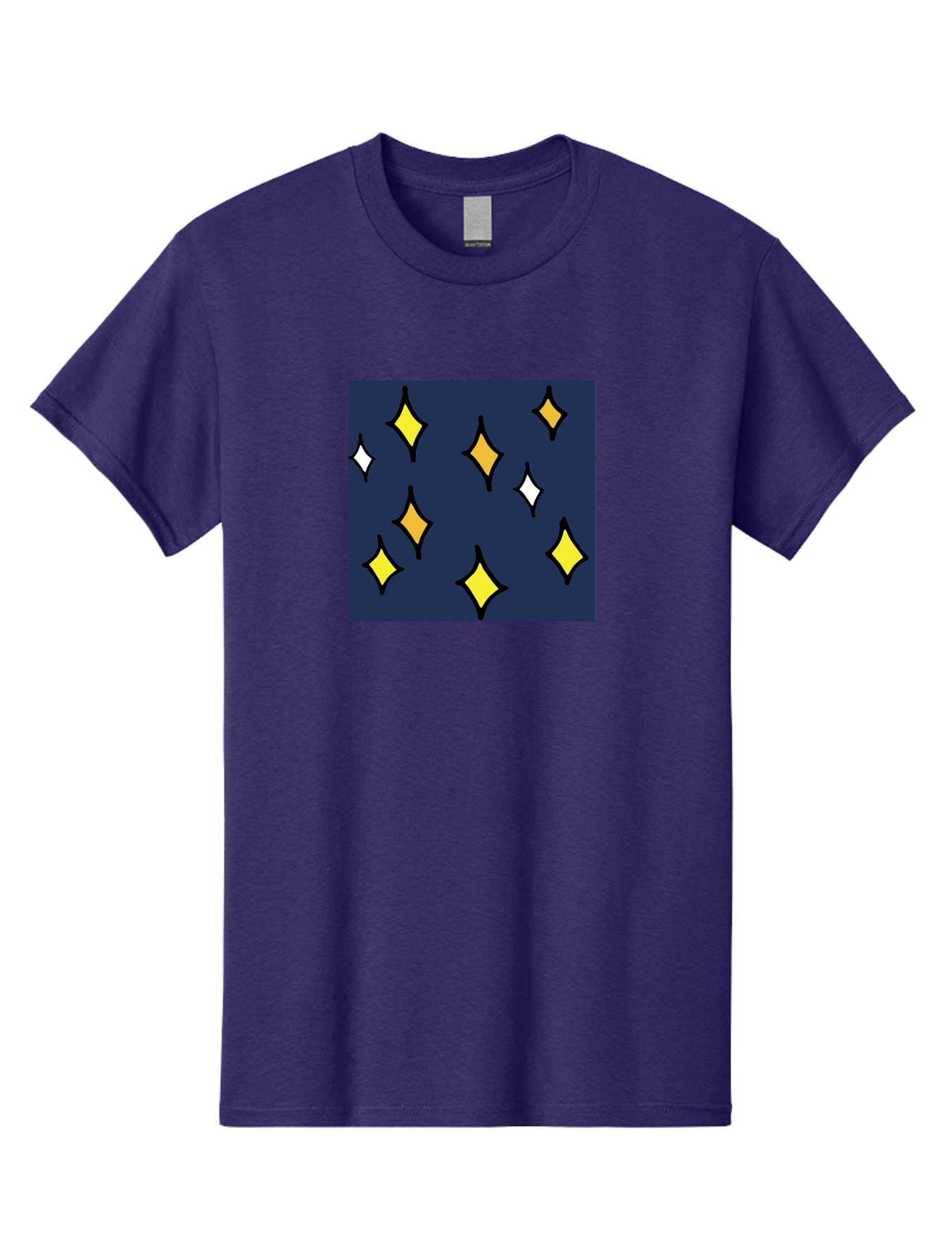 Yellow-Diamonds Men'S Graphic Tee, 100% Cotton, Comfortable Casual Summer Wear, Machine Washable, Diamond Shapes, Yellow And White Diamonds, Dark Blue Background, Abstract Design, Modern Art, Minimalist Style, Geometric Pattern, Aab180