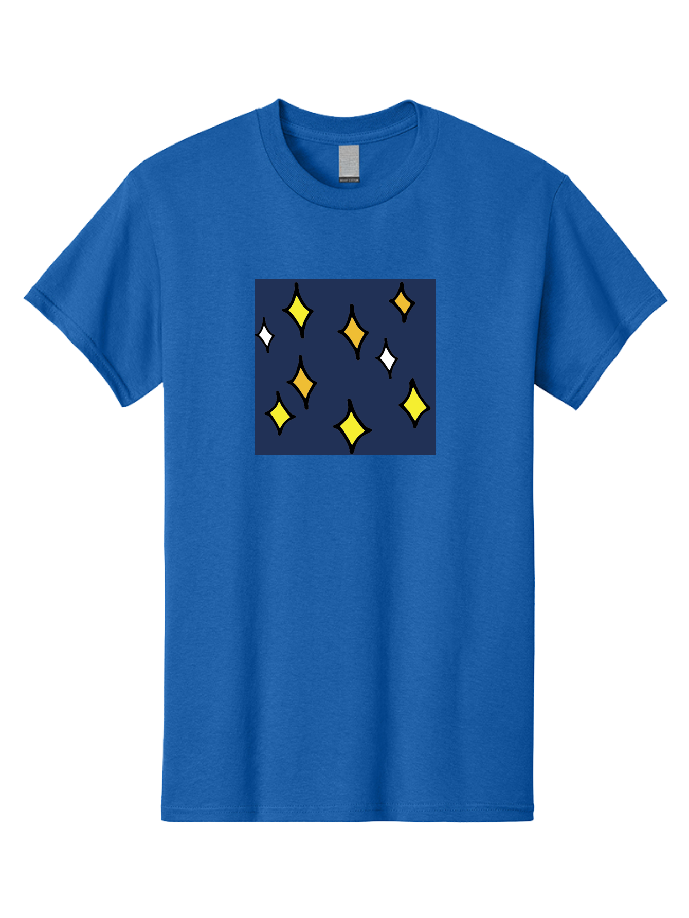Yellow-Diamonds Men'S Graphic Tee, 100% Cotton, Comfortable Casual Summer Wear, Machine Washable, Diamond Shapes, Yellow And White Diamonds, Dark Blue Background, Abstract Design, Modern Art, Minimalist Style, Geometric Pattern, Aab180