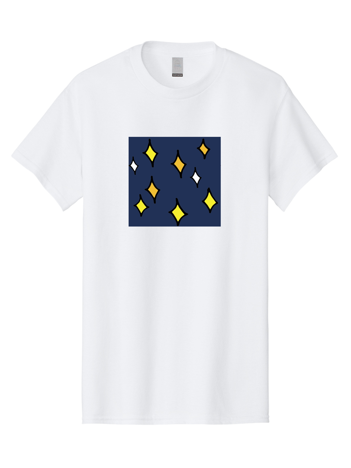 Yellow-Diamonds Men'S Graphic Tee, 100% Cotton, Comfortable Casual Summer Wear, Machine Washable, Diamond Shapes, Yellow And White Diamonds, Dark Blue Background, Abstract Design, Modern Art, Minimalist Style, Geometric Pattern, Aab180