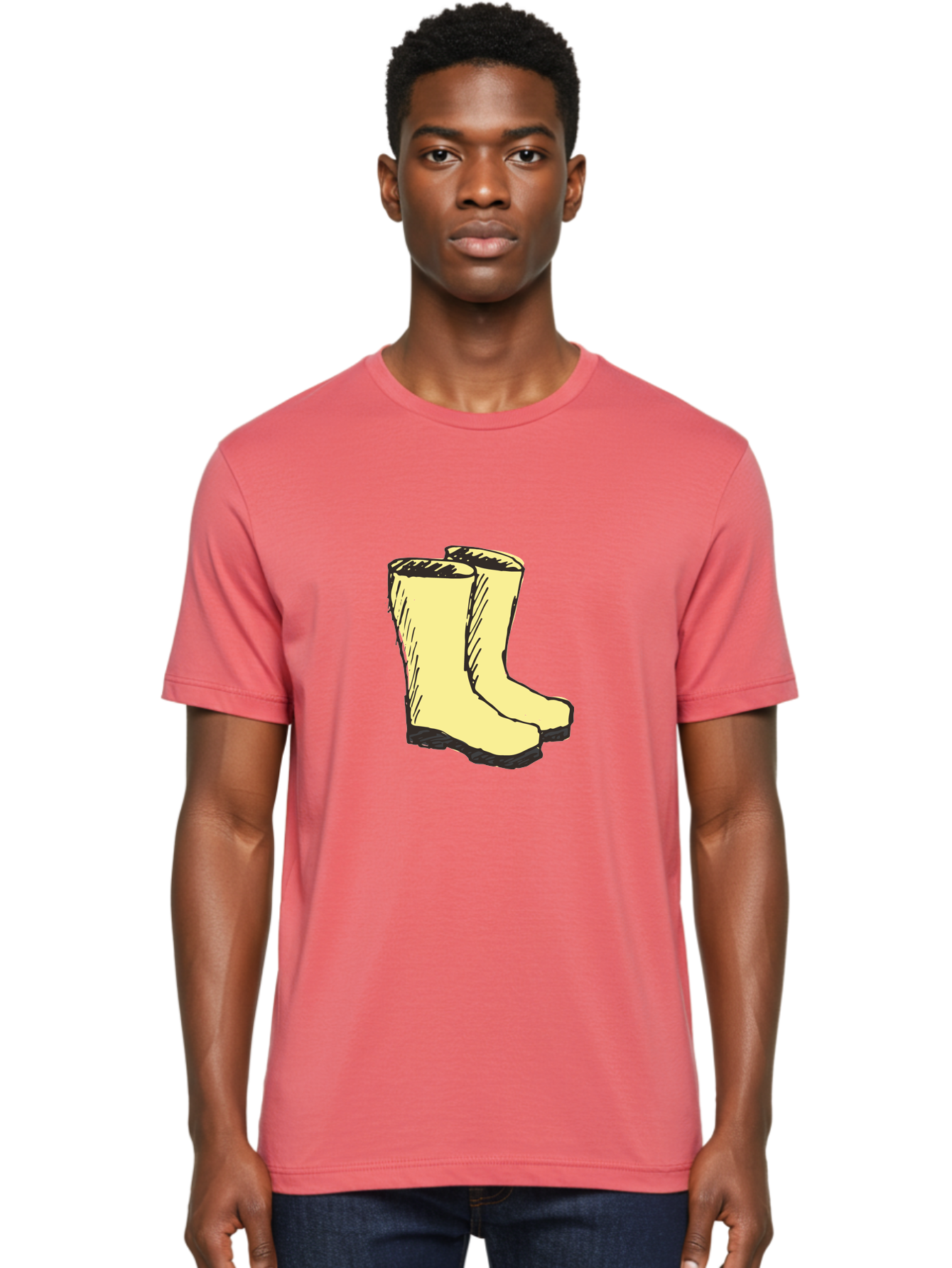 Yellow-Rain-Boots Men'S Graphic Tee, 100% Cotton, Comfortable Casual Summer Wear, Machine Washable, Yellow Rain Boots, Waterproof Footwear, Outdoor Gear, Rubber Boots, Hiking Boots, Fashion Boots, Rugged Style, Casual Wear, Outdoor Activities Aab183