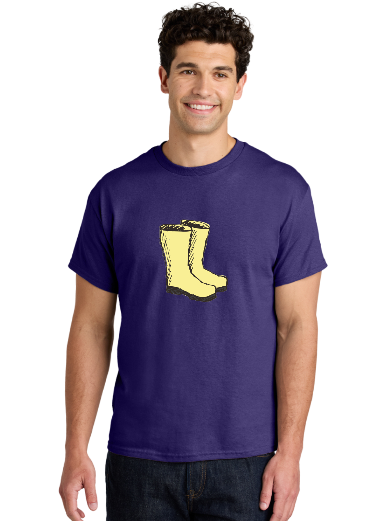 Yellow-Rain-Boots Men'S Graphic Tee, 100% Cotton, Comfortable Casual Summer Wear, Machine Washable, Yellow Rain Boots, Waterproof Footwear, Outdoor Gear, Rubber Boots, Hiking Boots, Fashion Boots, Rugged Style, Casual Wear, Outdoor Activities Aab183