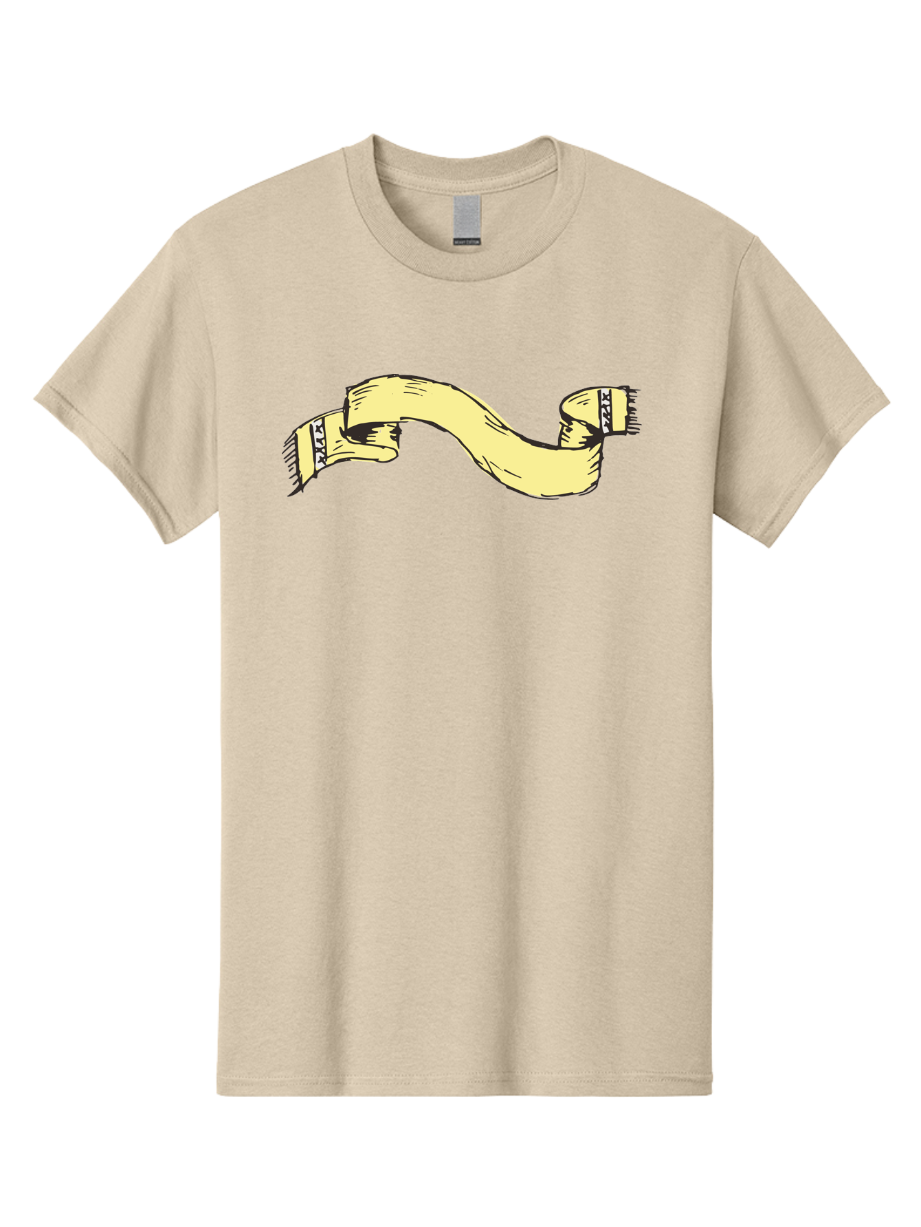 Yellow-Ribbon Men'S Graphic Tee, 100% Cotton, Comfortable Casual Summer Wear, Machine Washable, Parallax Banner, Ribbon Decoration, Vintage Design, Hand-Drawn Illustration, Scroll Element, Banner Template, Retro Style, Decorative Ribbon Aab184