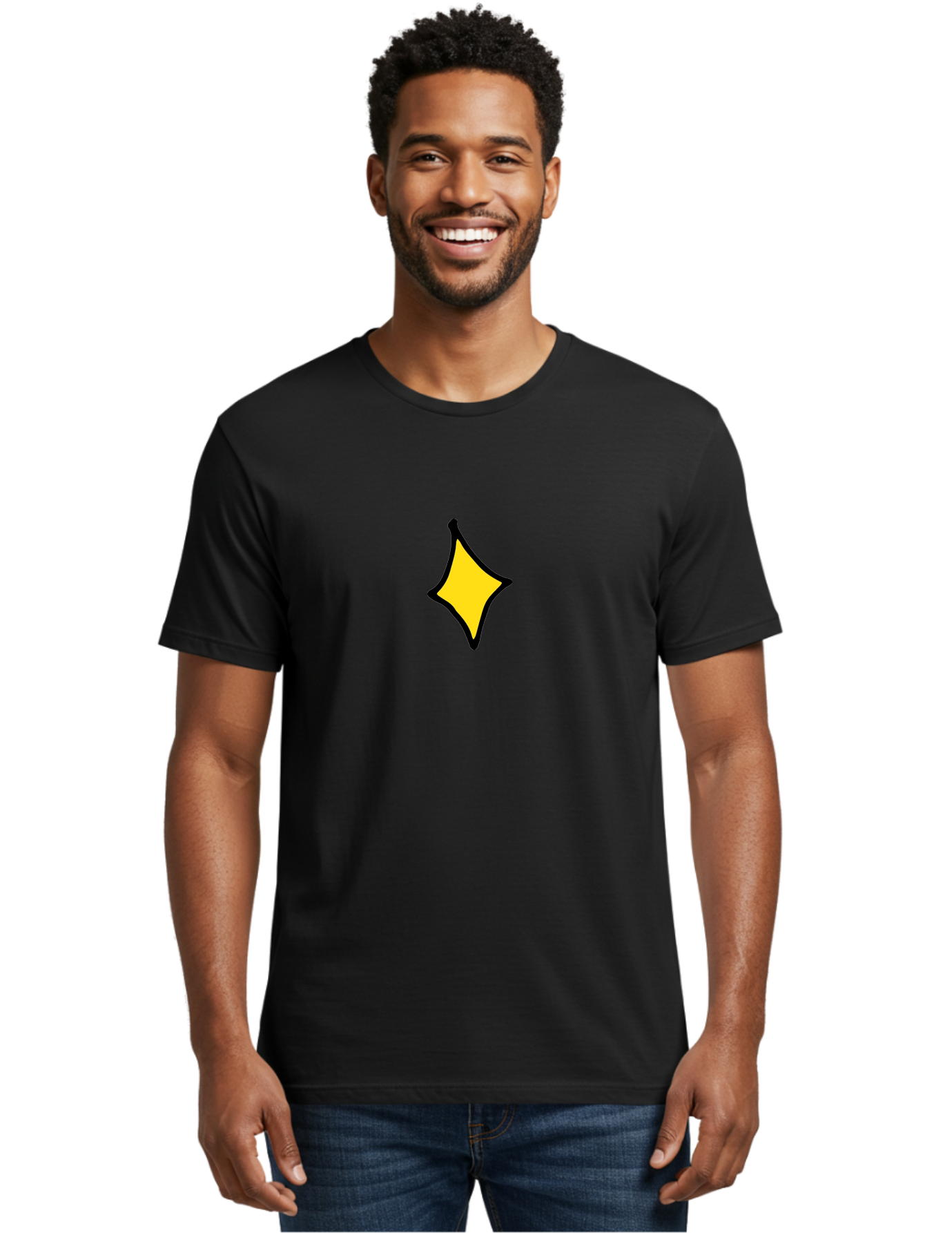 Yellow-Star-2 Men'S Graphic Tee, 100% Cotton, Comfortable Casual Summer Wear, Machine Washable, Yellow Star, Abstract Shape, Graphic Design, Minimalist Art, Simple Icon, Cartoon Style, Whimsical Symbol, Digital Illustration, Modern Graphic Aab186