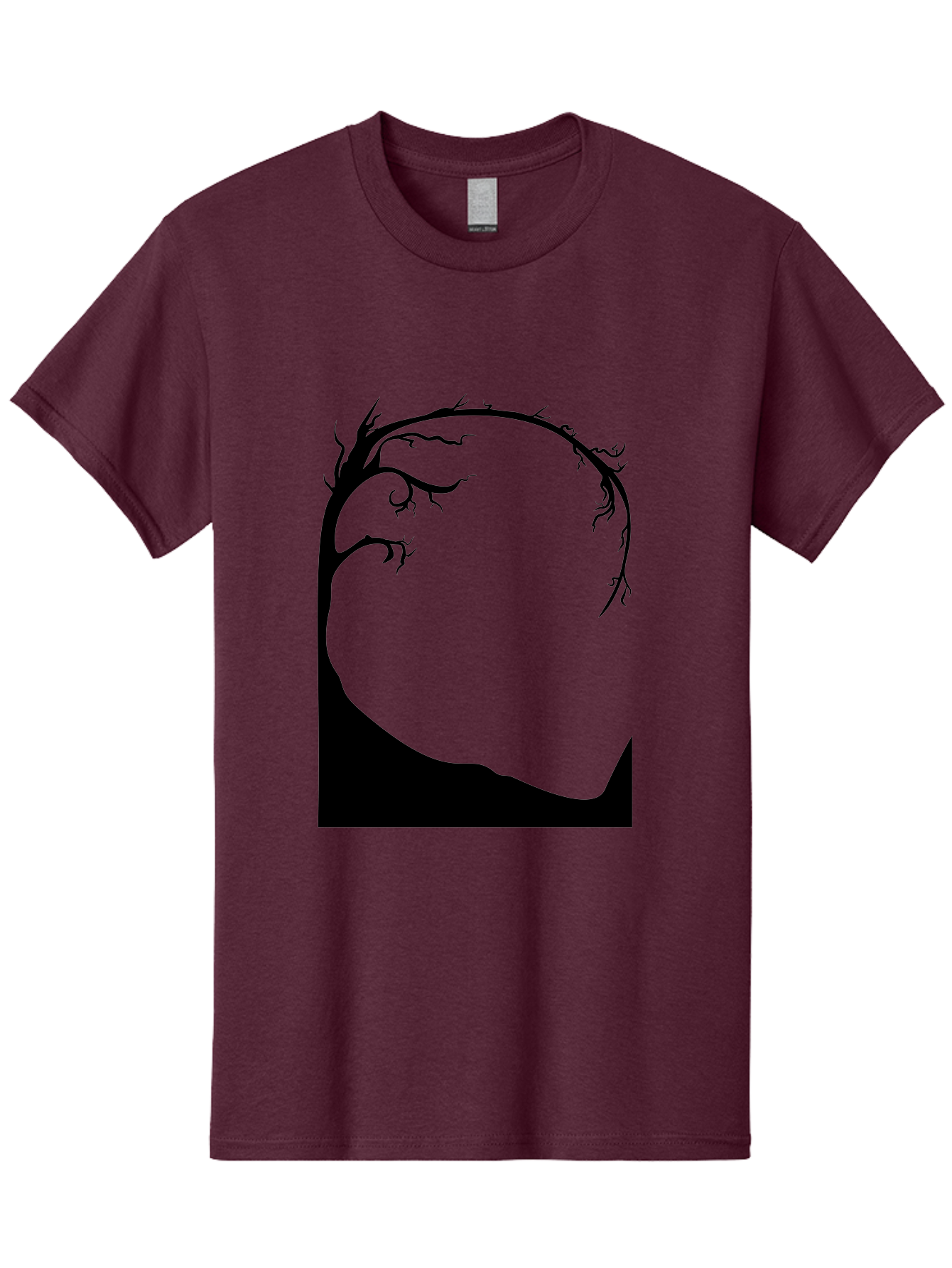 A-Tree-Silhouette Men'S Graphic Tee, 100% Cotton, Comfortable Casual Summer Wear, Machine Washable, Twisted Tree Branches, Bare Tree Silhouette, Abstract Tree Design, Minimalist Art, Black Tree On Green, Surreal Landscape, Eerie Atmosphere Aab190