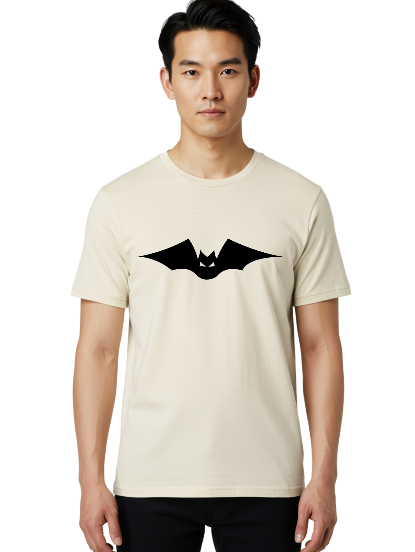 Bat-Icon Men'S Graphic Tee, 100% Cotton, Comfortable Casual Summer Wear, Machine Washable, Black Bat Silhouette, Flying Bat, Bat Wings, Spooky Atmosphere, Halloween Symbol, Gothic Icon, Mysterious Creature Aab191