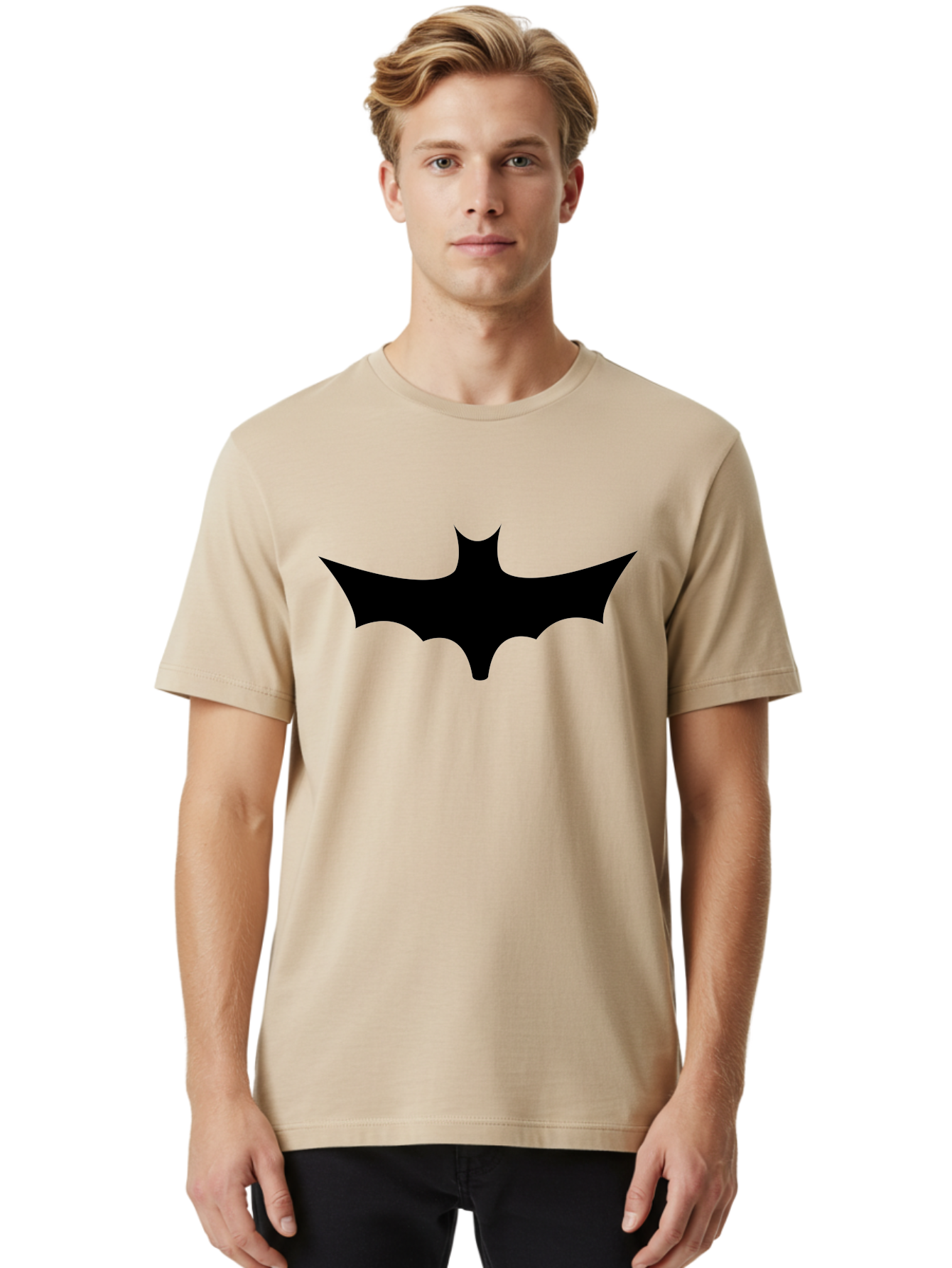 Batman-Logo-1 Men'S Graphic Tee, 100% Cotton, Comfortable Casual Summer Wear, Machine Washable, Batman Symbol, Superhero Logo, Dark Knight Emblem, Gotham City Icon, Comic Book Character, Bat Wings, Black Silhouette, Pop Culture Symbol Aab192