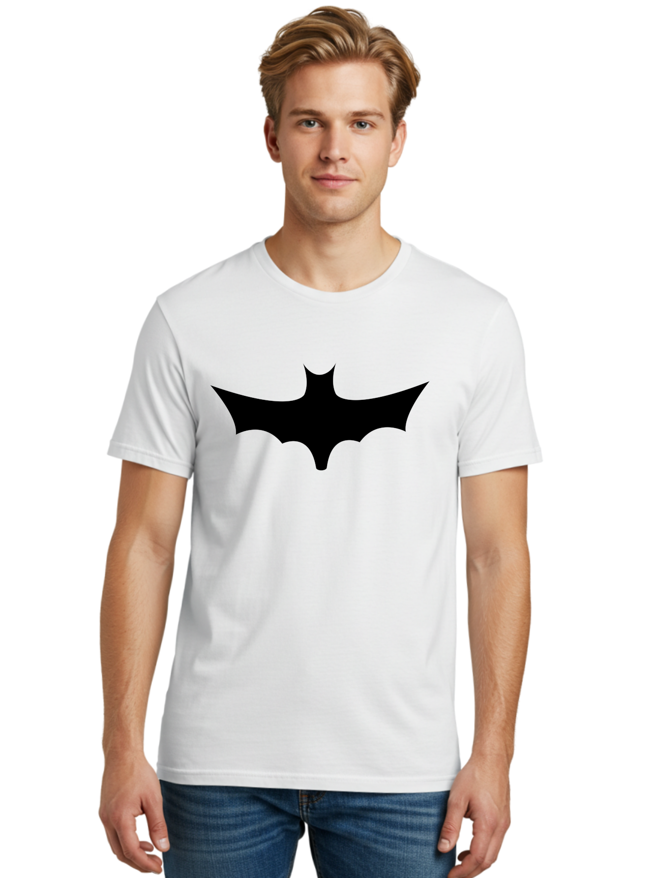 Batman-Logo-1 Men'S Graphic Tee, 100% Cotton, Comfortable Casual Summer Wear, Machine Washable, Batman Symbol, Superhero Logo, Dark Knight Emblem, Gotham City Icon, Comic Book Character, Bat Wings, Black Silhouette, Pop Culture Symbol Aab192
