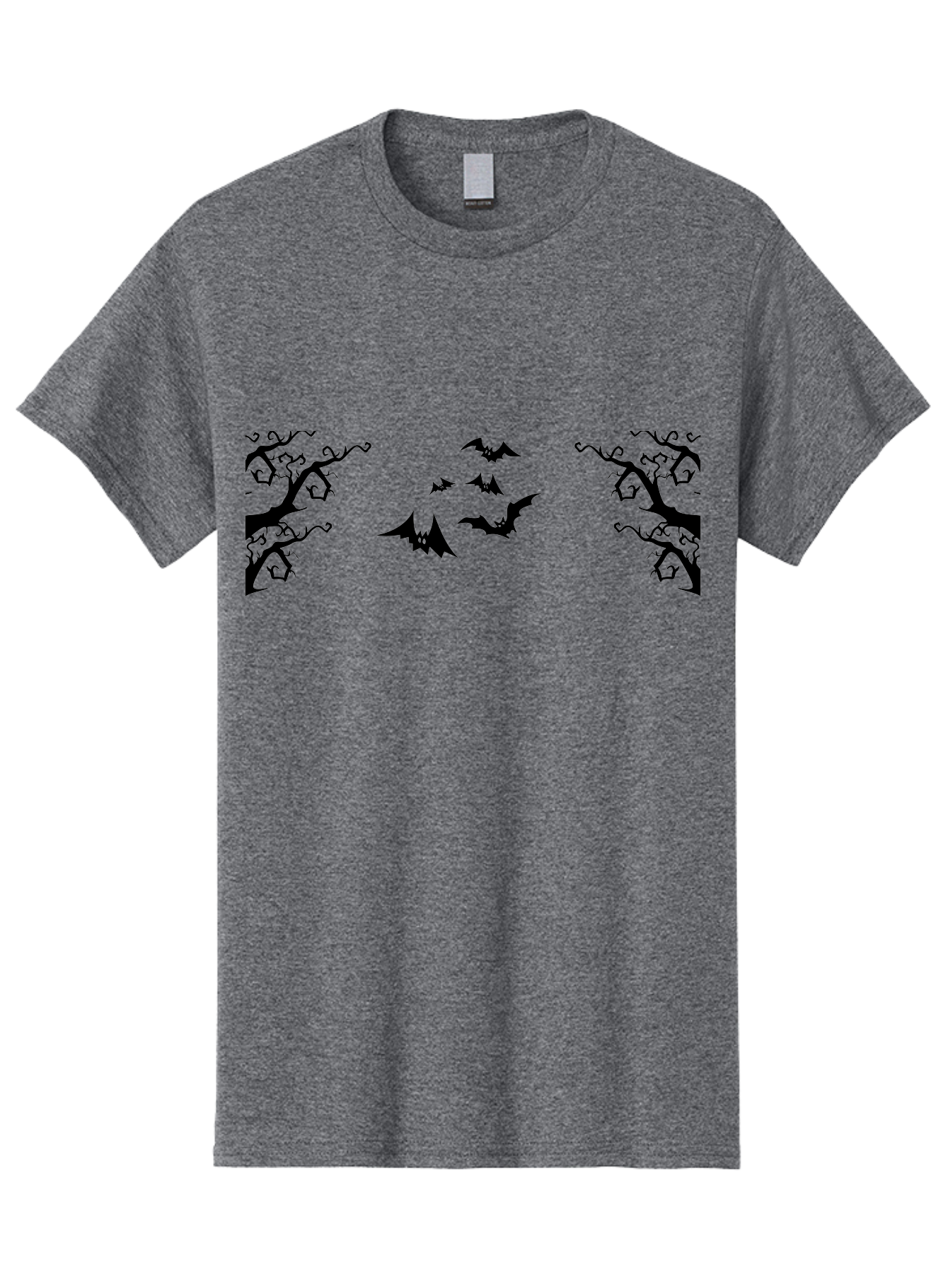 Bats-Flying-Between-Trees Men'S Graphic Tee, 100% Cotton, Comfortable Casual Summer Wear, Machine Washable, Halloween Bats, Flying Bats, Spooky Trees, Twisted Branches, Gothic Atmosphere, Dark Silhouettes, Haunted Woods, Flying Creatures Aab196