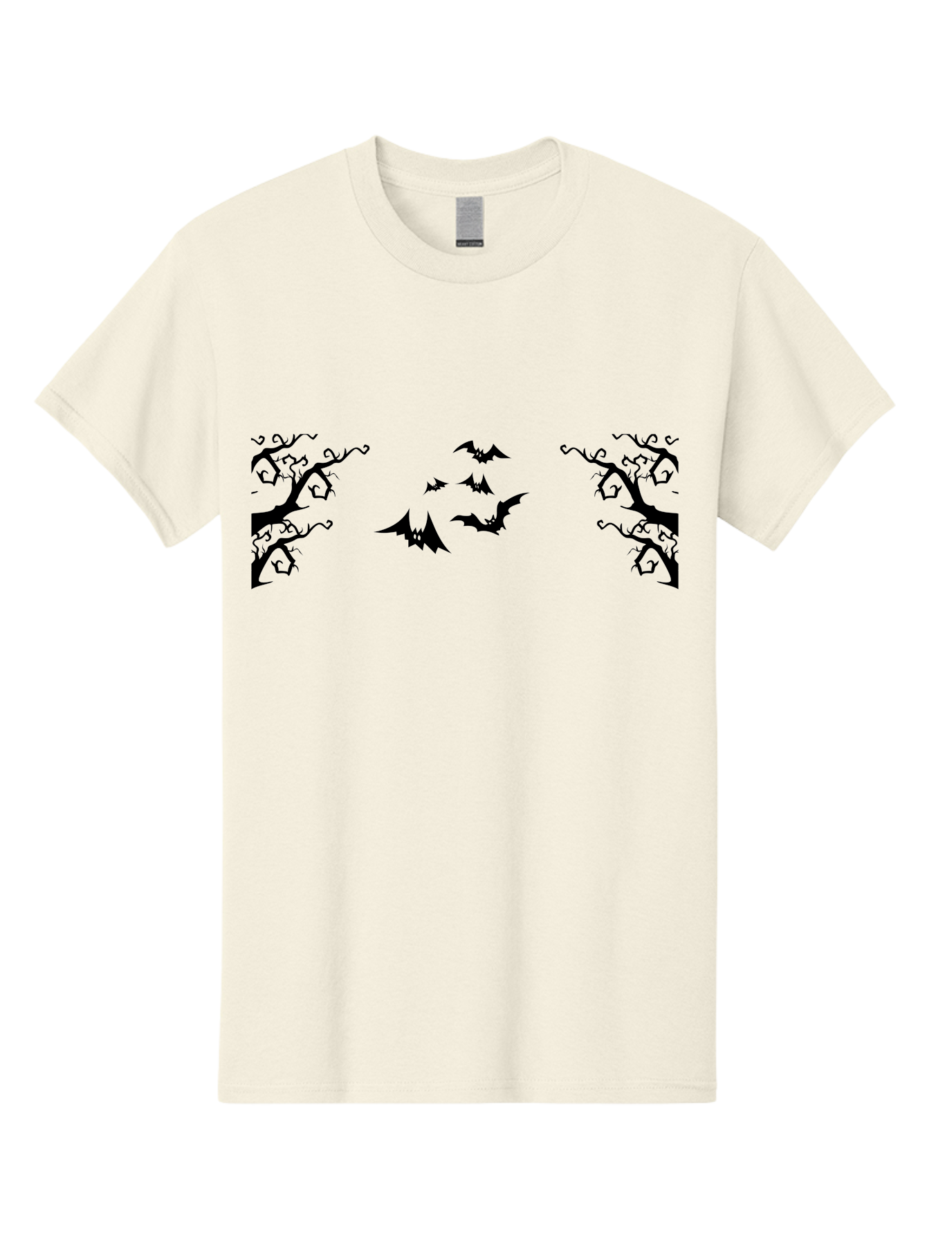 Bats-Flying-Between-Trees Men'S Graphic Tee, 100% Cotton, Comfortable Casual Summer Wear, Machine Washable, Halloween Bats, Flying Bats, Spooky Trees, Twisted Branches, Gothic Atmosphere, Dark Silhouettes, Haunted Woods, Flying Creatures Aab196
