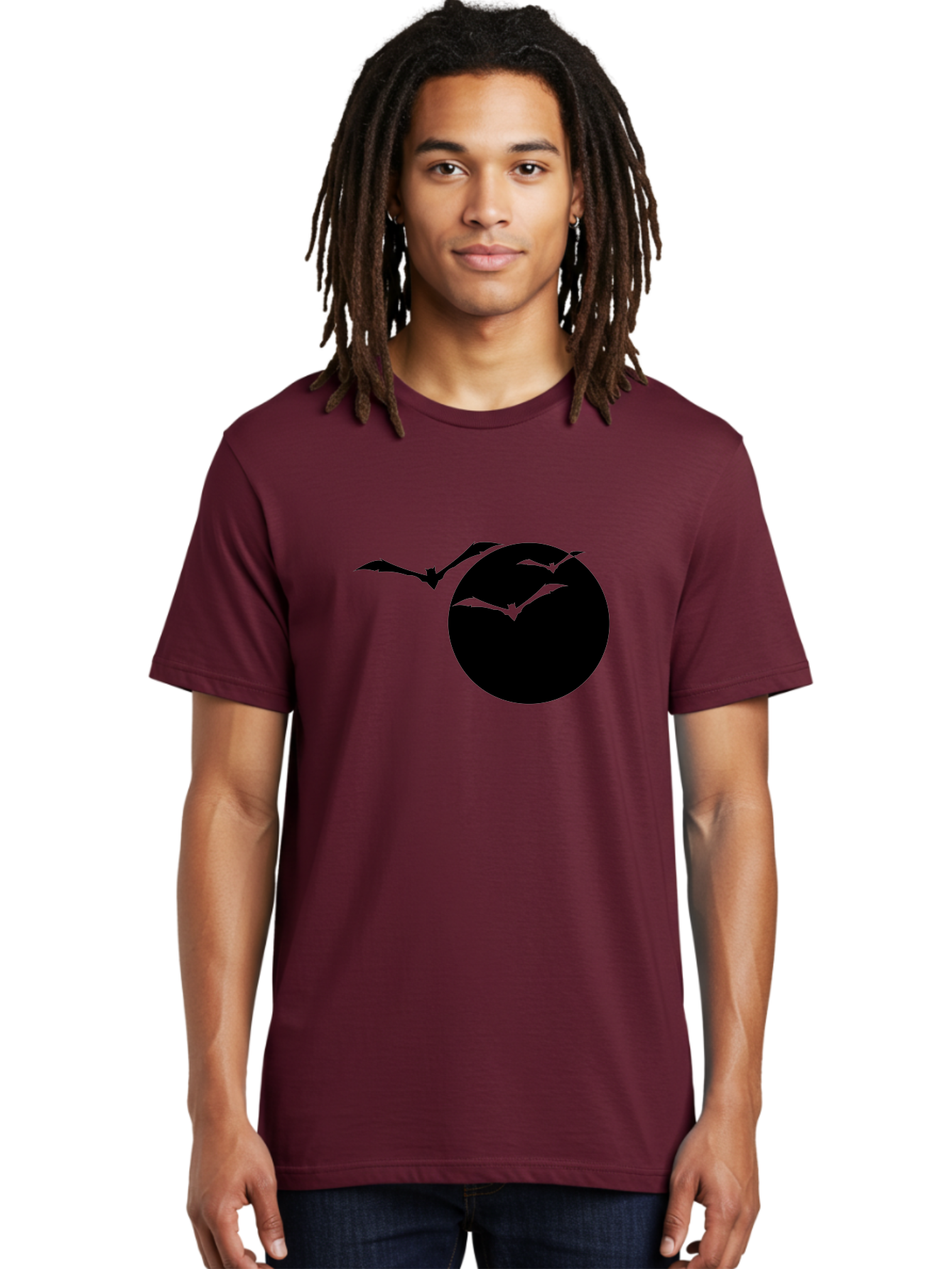 Bats-Flying Men'S Graphic Tee, 100% Cotton, Comfortable Casual Summer Wear, Machine Washable, Bats Flying Around The Moon, Spooky Atmosphere, Halloween Theme, Nighttime Scene, Mysterious Ambiance, Bats In Flight, Lunar Background, Aab197