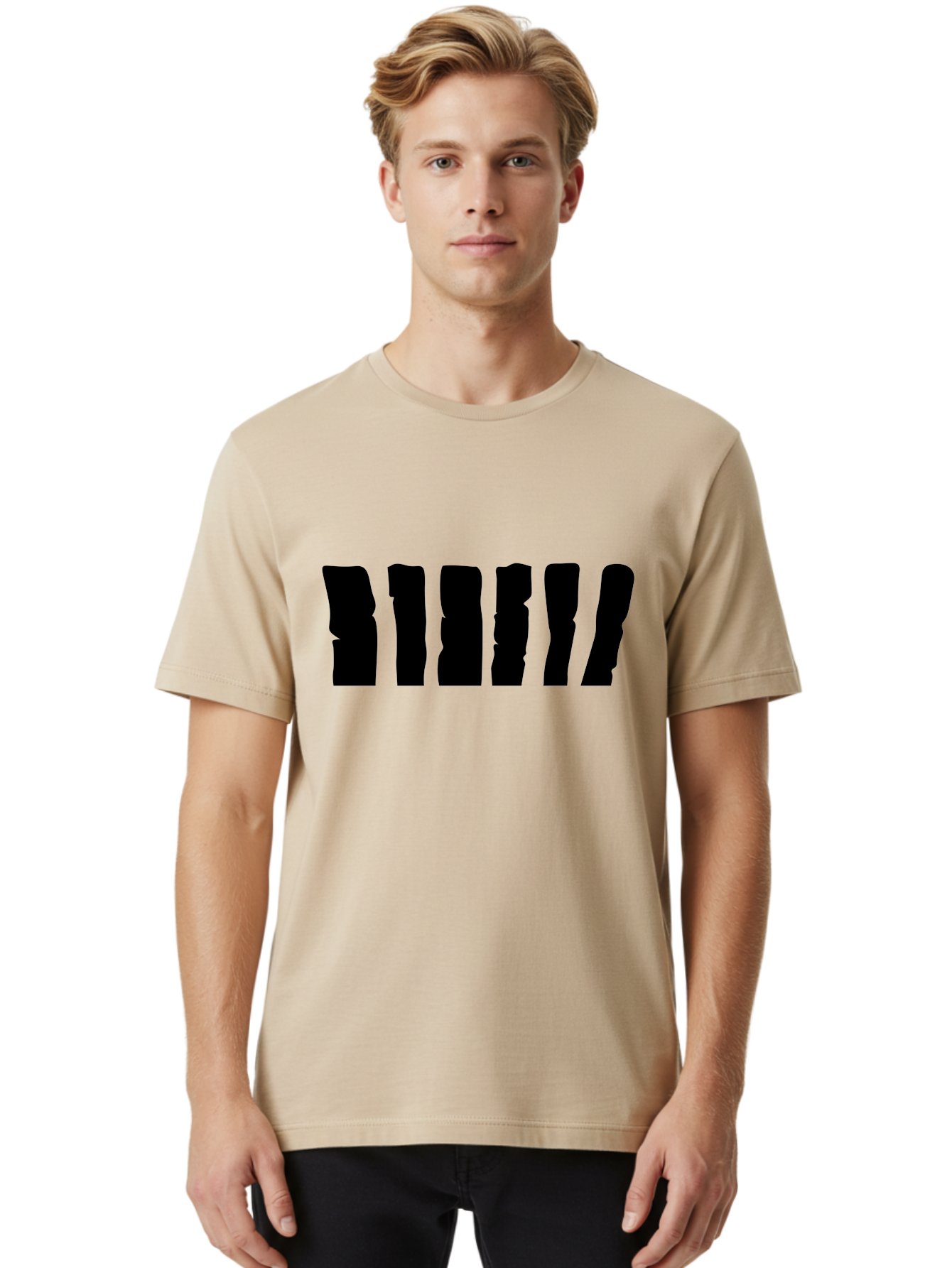 Bimbim Men'S Graphic Tee, 100% Cotton, Comfortable Casual Summer Wear, Machine Washable, Stylized Text, Bold Font, Black Letters, Modern Design, Graphic Element, Abstract Typography, Sleek Aesthetic Aab199
