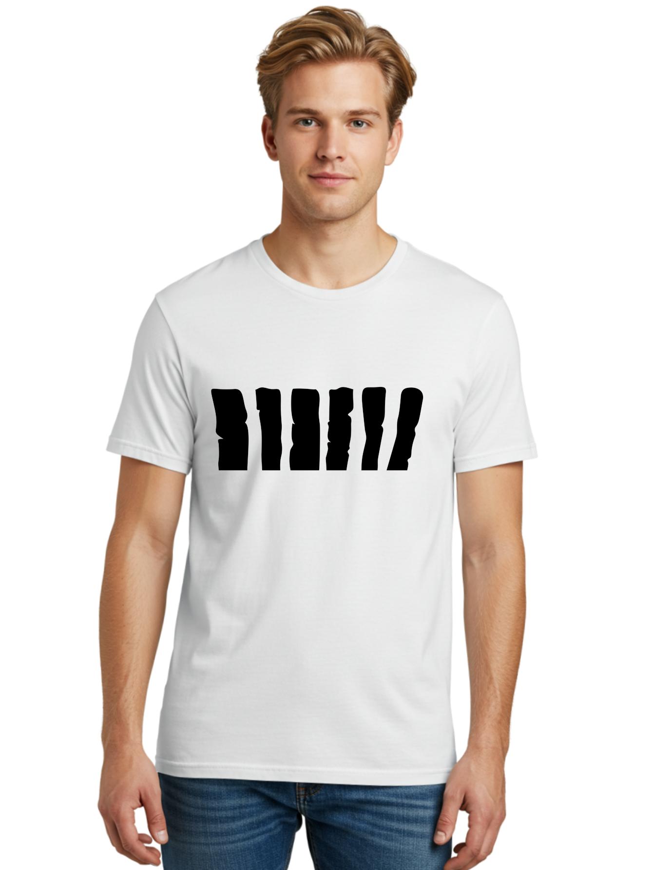 Bimbim Men'S Graphic Tee, 100% Cotton, Comfortable Casual Summer Wear, Machine Washable, Stylized Text, Bold Font, Black Letters, Modern Design, Graphic Element, Abstract Typography, Sleek Aesthetic Aab199