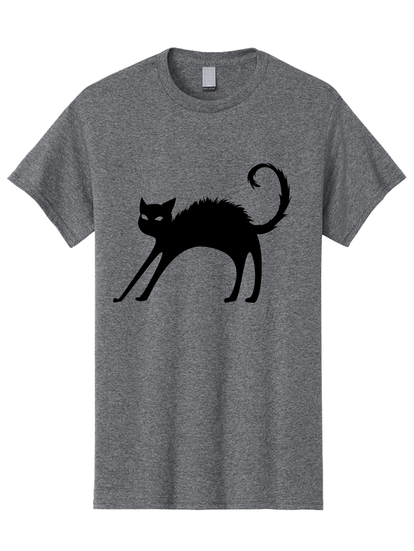 Black-Cat-Silhouette-1 Men'S Graphic Tee, 100% Cotton, Comfortable Casual Summer Wear, Machine Washable, Black Cat Silhouette, Spooky Cat, Halloween Symbol, Mysterious Animal, Glowing Eyes, Feline Silhouette, Mystical Creature, Aab202