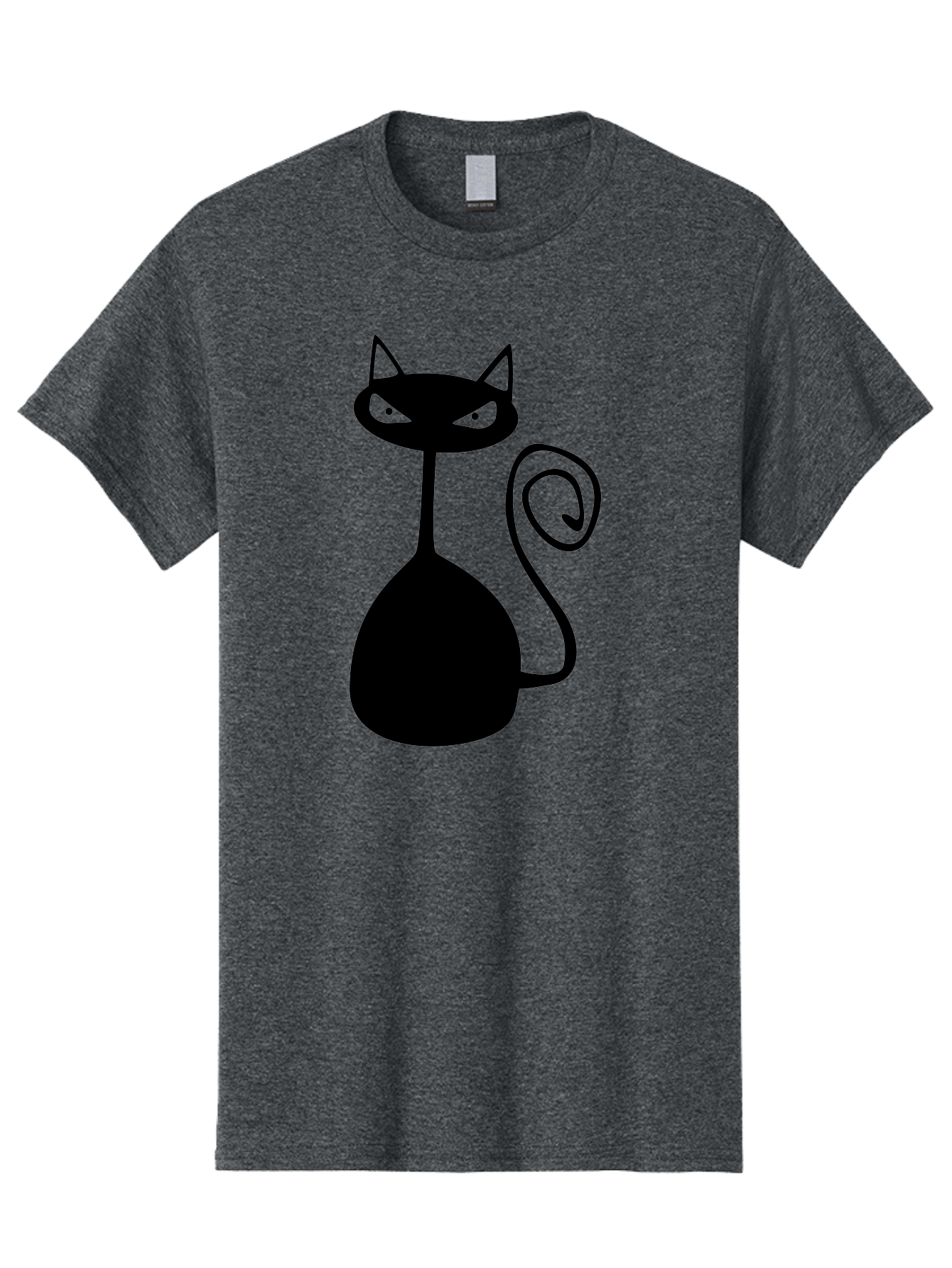 Black-Cat Men'S Graphic Tee, 100% Cotton, Comfortable Casual Summer Wear, Machine Washable, Black Cat Silhouette, Evil Cat, Green Eyes, Cartoon Style, Minimalist Design, Simple Shapes, Whimsical Art, Feline Illustration, Spooky Cat, Aab205