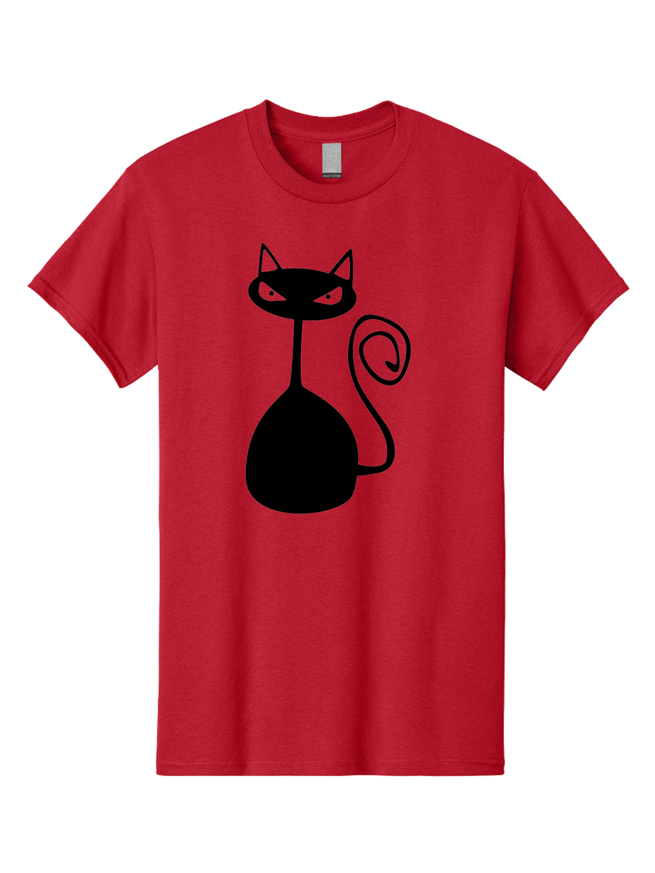 Black-Cat Men'S Graphic Tee, 100% Cotton, Comfortable Casual Summer Wear, Machine Washable, Black Cat Silhouette, Evil Cat, Green Eyes, Cartoon Style, Minimalist Design, Simple Shapes, Whimsical Art, Feline Illustration, Spooky Cat, Aab205