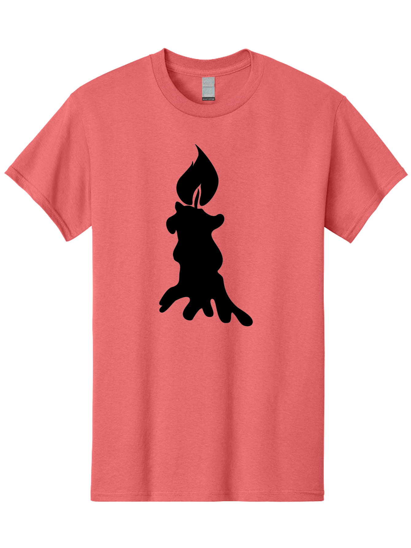 Candle-Silhouette Men'S Graphic Tee, 100% Cotton, Comfortable Casual Summer Wear, Machine Washable, Candle Silhouette, Wax Drips, Flame Icon, Minimalist Design, Simple Graphics, Candlelight Ambiance, Soothing Atmosphere, Warm Glow Aab207