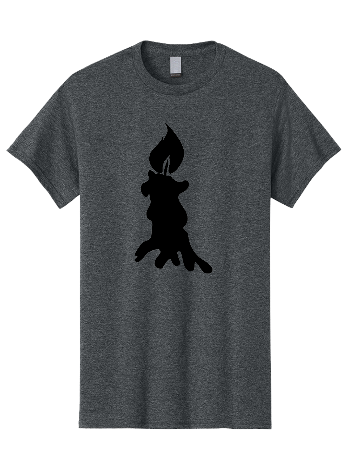 Candle-Silhouette Men'S Graphic Tee, 100% Cotton, Comfortable Casual Summer Wear, Machine Washable, Candle Silhouette, Wax Drips, Flame Icon, Minimalist Design, Simple Graphics, Candlelight Ambiance, Soothing Atmosphere, Warm Glow Aab207