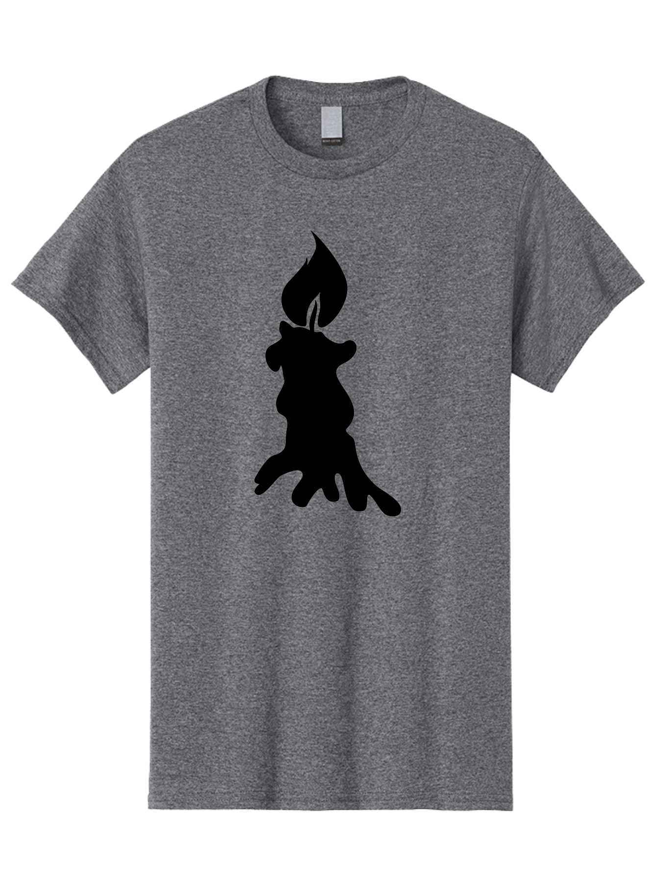 Candle-Silhouette Men'S Graphic Tee, 100% Cotton, Comfortable Casual Summer Wear, Machine Washable, Candle Silhouette, Wax Drips, Flame Icon, Minimalist Design, Simple Graphics, Candlelight Ambiance, Soothing Atmosphere, Warm Glow Aab207