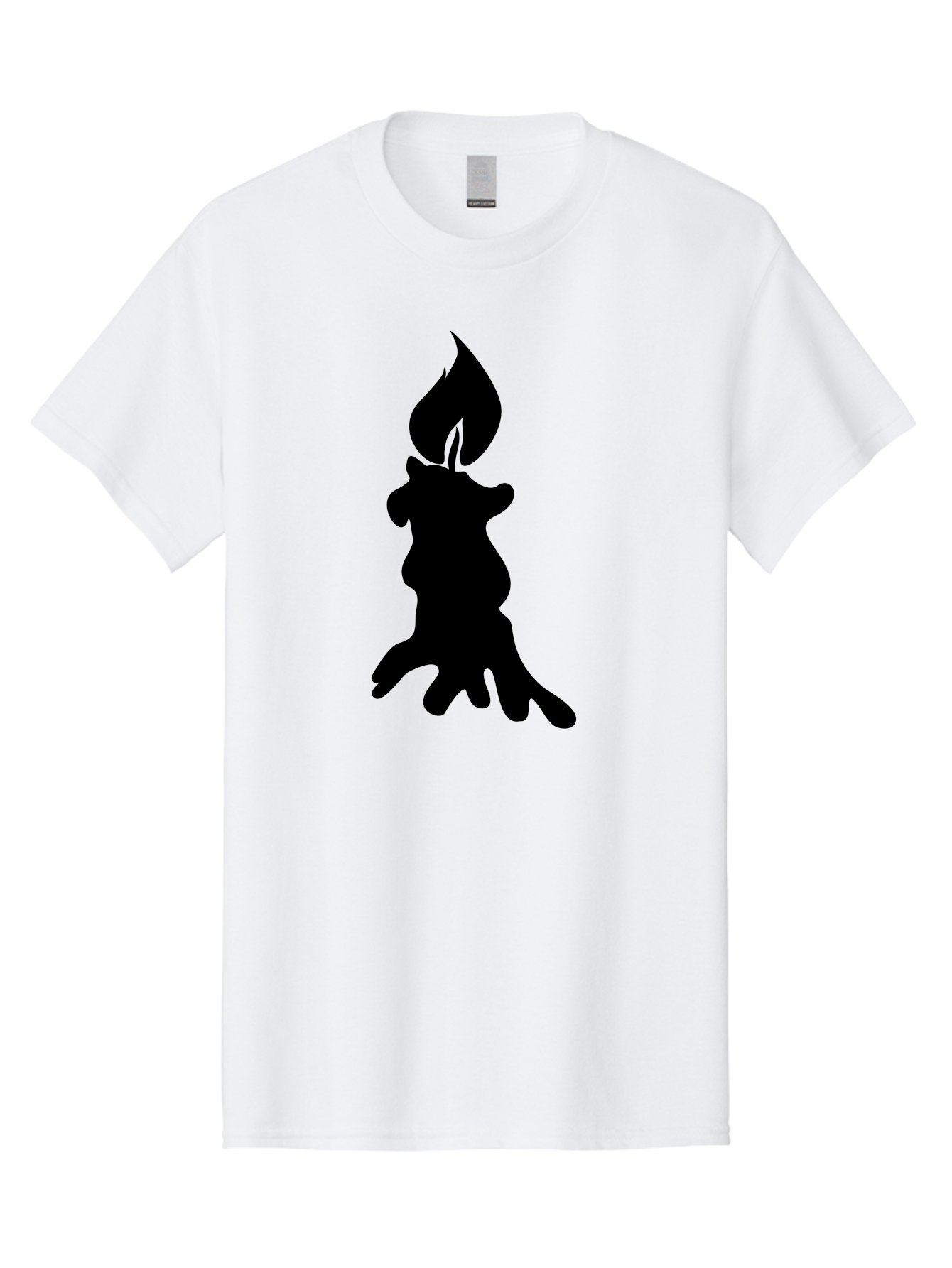 Candle-Silhouette Men'S Graphic Tee, 100% Cotton, Comfortable Casual Summer Wear, Machine Washable, Candle Silhouette, Wax Drips, Flame Icon, Minimalist Design, Simple Graphics, Candlelight Ambiance, Soothing Atmosphere, Warm Glow Aab207