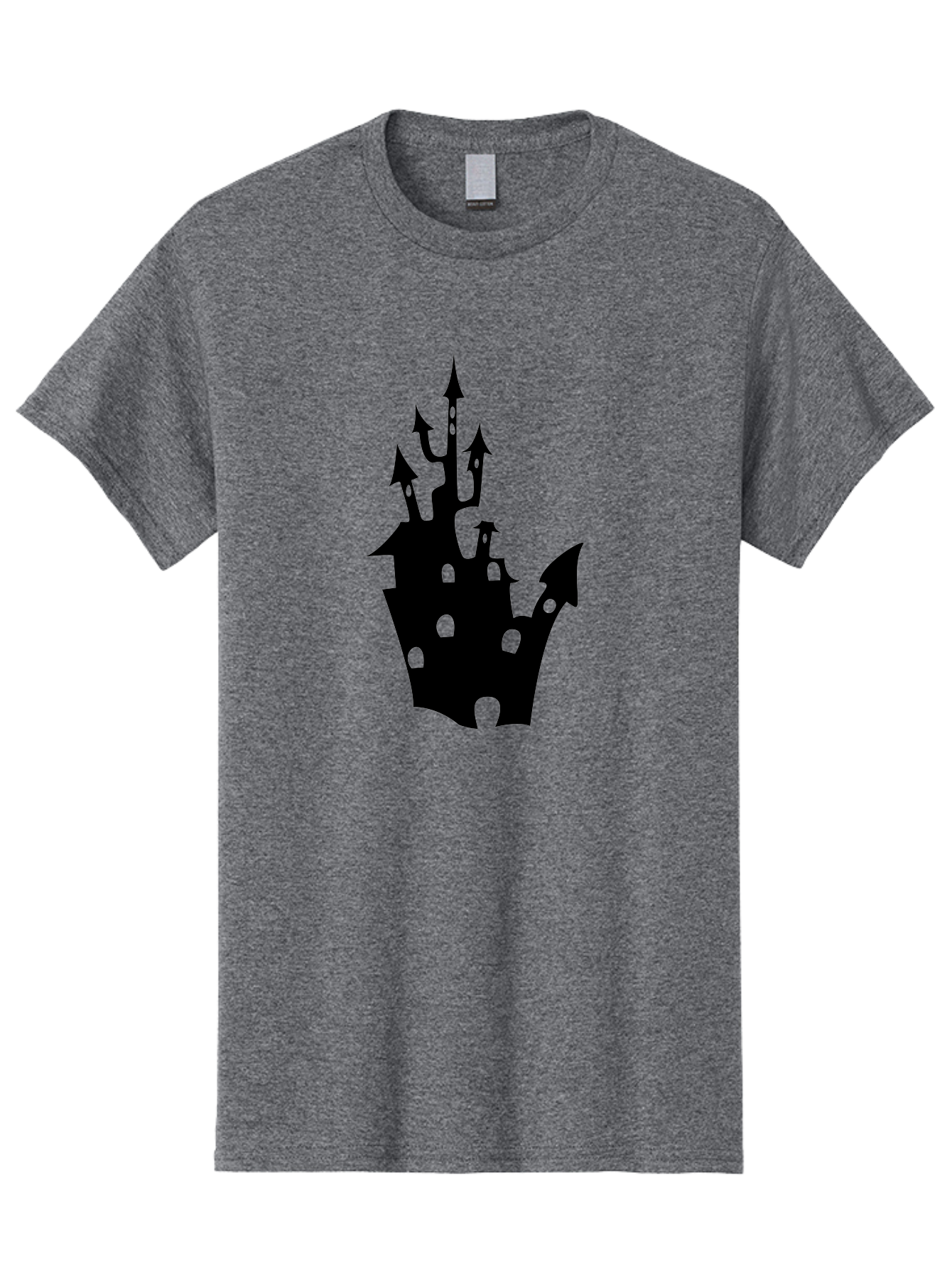 Crown-Castle Men'S Graphic Tee, 100% Cotton, Comfortable Casual Summer Wear, Machine Washable, Crown Shaped Castle, Medieval Architecture, Fantasy Design, Regal Crown, Mysterious Silhouette, Eerie Atmosphere, Dark Fantasy, Gothic Style Aab211