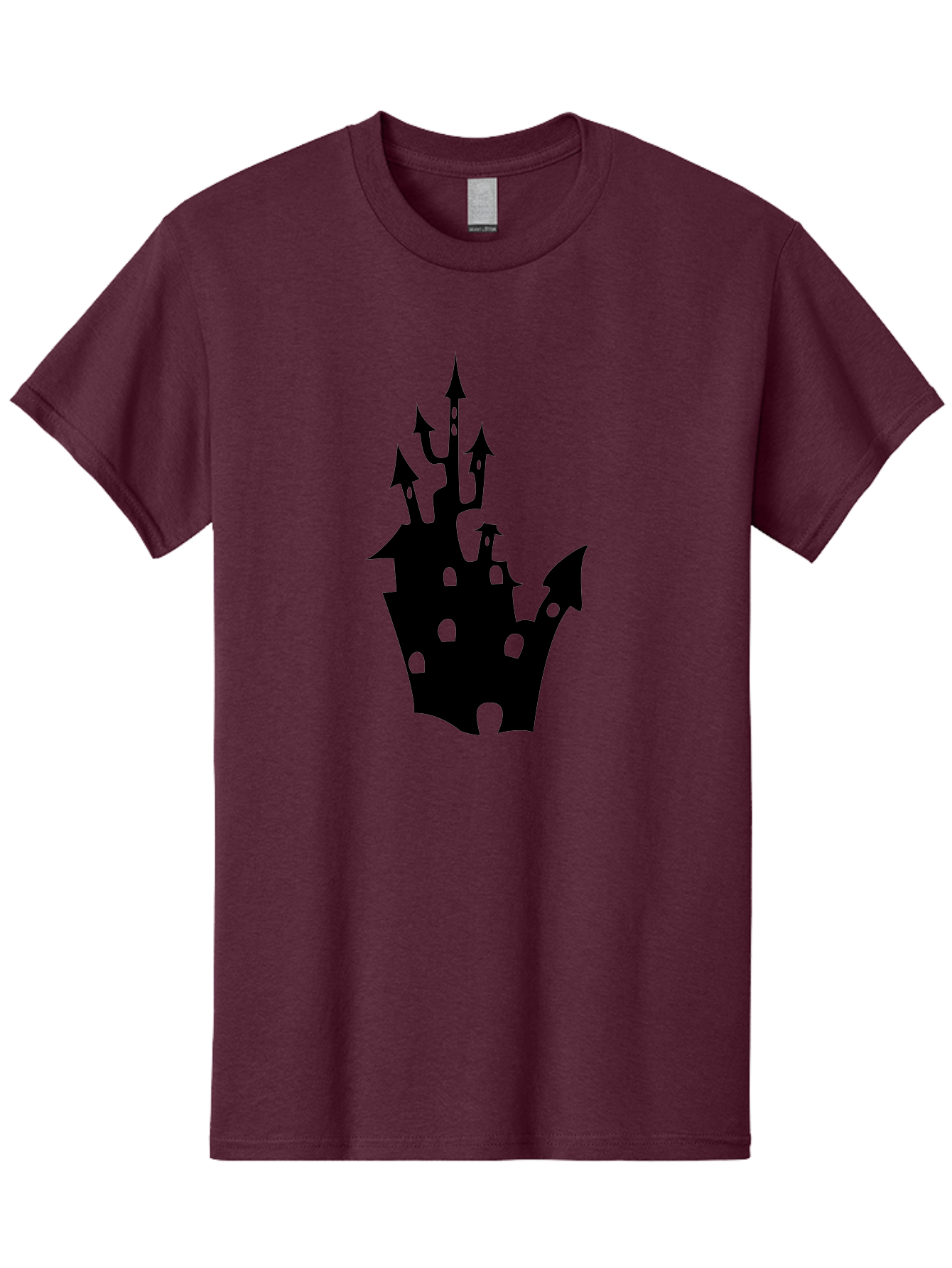 Crown-Castle Men'S Graphic Tee, 100% Cotton, Comfortable Casual Summer Wear, Machine Washable, Crown Shaped Castle, Medieval Architecture, Fantasy Design, Regal Crown, Mysterious Silhouette, Eerie Atmosphere, Dark Fantasy, Gothic Style Aab211