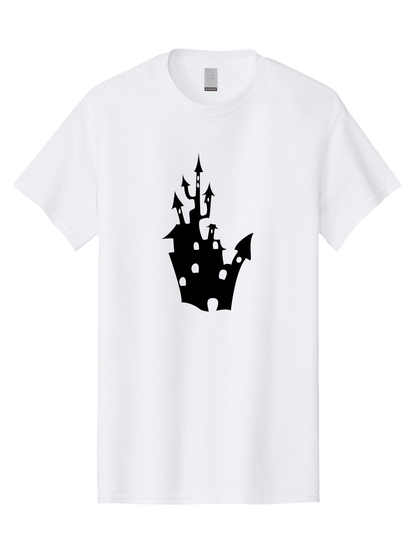 Crown-Castle Men'S Graphic Tee, 100% Cotton, Comfortable Casual Summer Wear, Machine Washable, Crown Shaped Castle, Medieval Architecture, Fantasy Design, Regal Crown, Mysterious Silhouette, Eerie Atmosphere, Dark Fantasy, Gothic Style Aab211