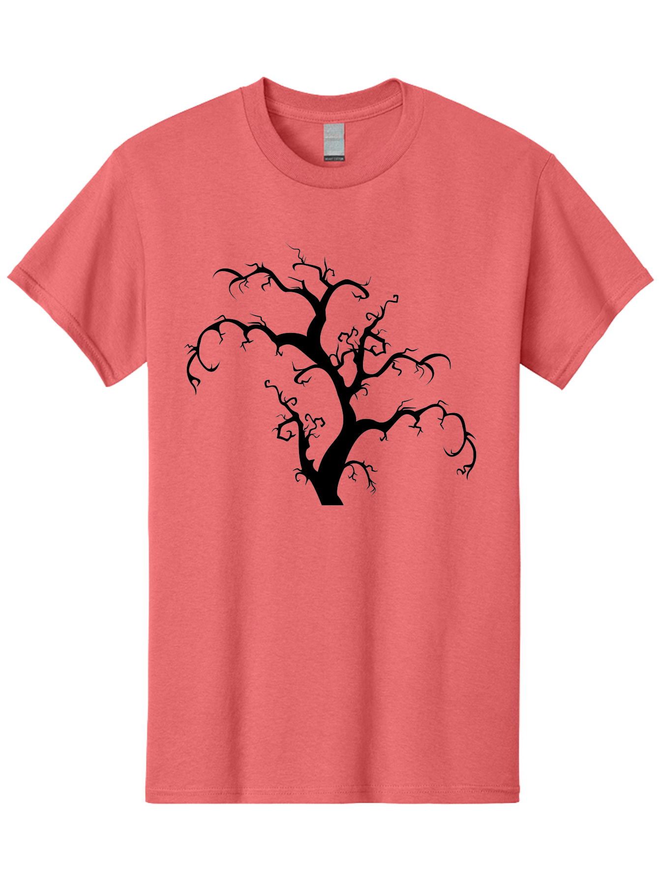 Dead-Tree-Silhouette Men'S Graphic Tee, 100% Cotton, Comfortable Casual Summer Wear, Machine Washable, Dead Tree Silhouette, Barren Branches, Spooky Atmosphere, Gothic Art, Mysterious, Haunting, Twisted, Eerie Aab213