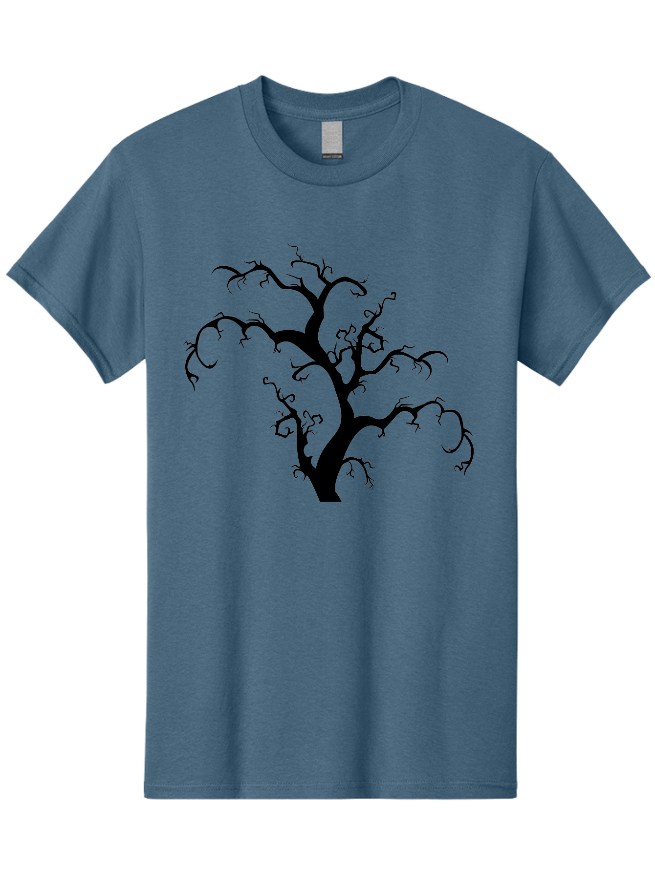 Dead-Tree-Silhouette Men'S Graphic Tee, 100% Cotton, Comfortable Casual Summer Wear, Machine Washable, Dead Tree Silhouette, Barren Branches, Spooky Atmosphere, Gothic Art, Mysterious, Haunting, Twisted, Eerie Aab213