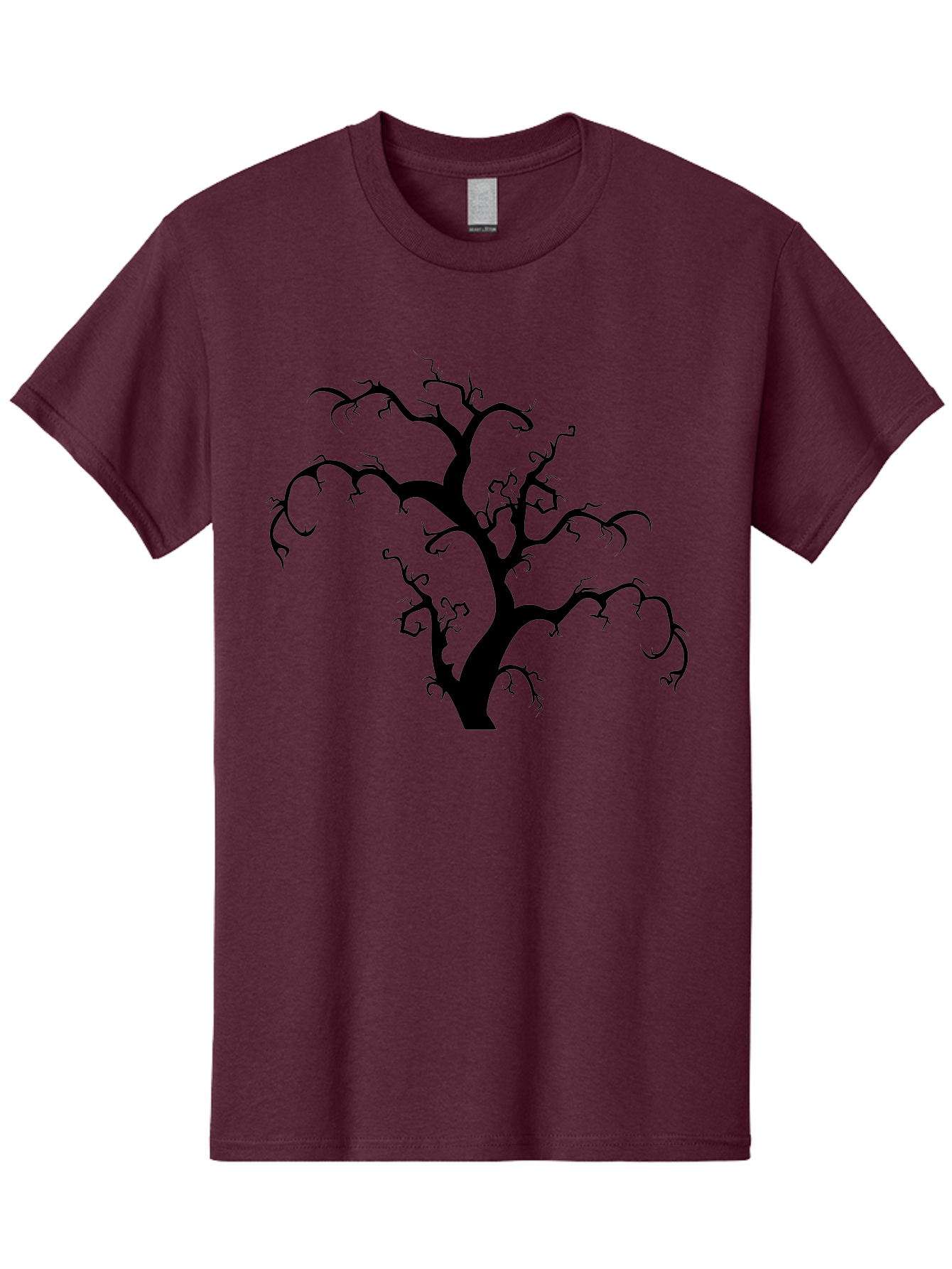 Dead-Tree-Silhouette Men'S Graphic Tee, 100% Cotton, Comfortable Casual Summer Wear, Machine Washable, Dead Tree Silhouette, Barren Branches, Spooky Atmosphere, Gothic Art, Mysterious, Haunting, Twisted, Eerie Aab213