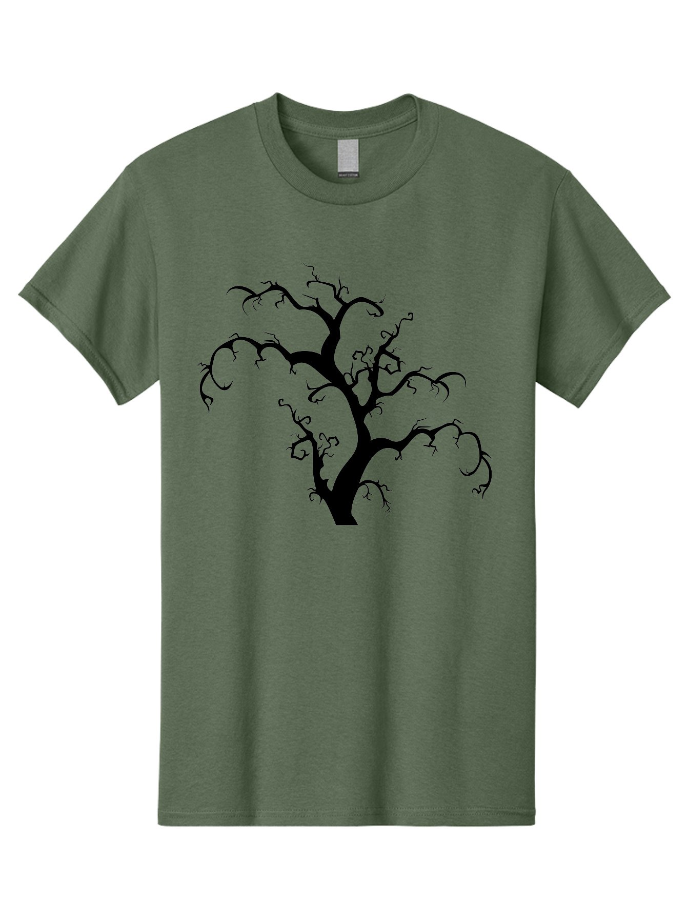 Dead-Tree-Silhouette Men'S Graphic Tee, 100% Cotton, Comfortable Casual Summer Wear, Machine Washable, Dead Tree Silhouette, Barren Branches, Spooky Atmosphere, Gothic Art, Mysterious, Haunting, Twisted, Eerie Aab213