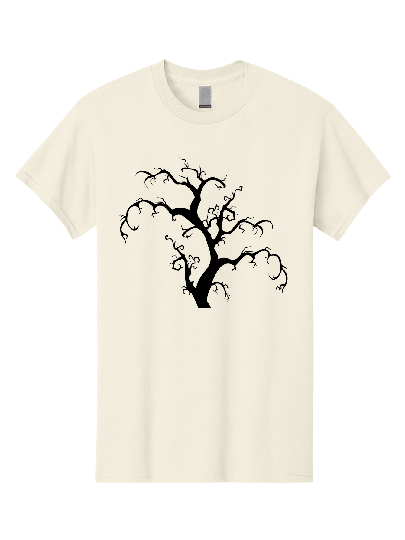 Dead-Tree-Silhouette Men'S Graphic Tee, 100% Cotton, Comfortable Casual Summer Wear, Machine Washable, Dead Tree Silhouette, Barren Branches, Spooky Atmosphere, Gothic Art, Mysterious, Haunting, Twisted, Eerie Aab213