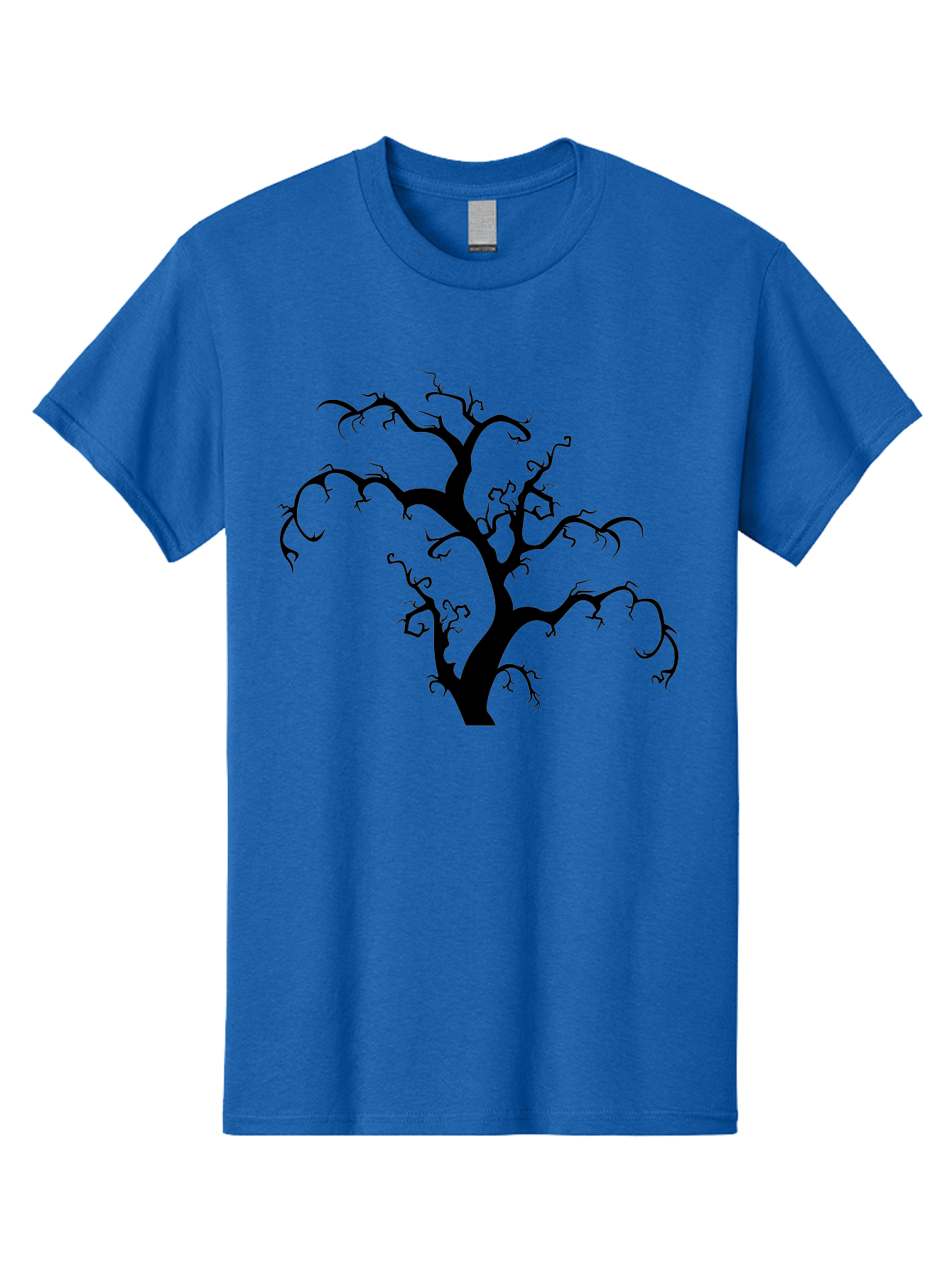 Dead-Tree-Silhouette Men'S Graphic Tee, 100% Cotton, Comfortable Casual Summer Wear, Machine Washable, Dead Tree Silhouette, Barren Branches, Spooky Atmosphere, Gothic Art, Mysterious, Haunting, Twisted, Eerie Aab213