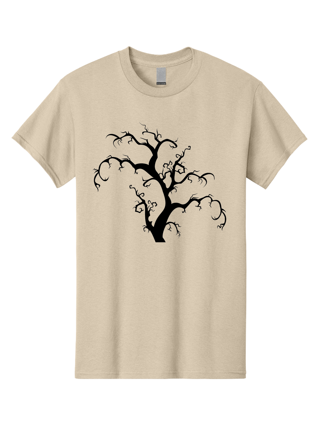 Dead-Tree-Silhouette Men'S Graphic Tee, 100% Cotton, Comfortable Casual Summer Wear, Machine Washable, Dead Tree Silhouette, Barren Branches, Spooky Atmosphere, Gothic Art, Mysterious, Haunting, Twisted, Eerie Aab213