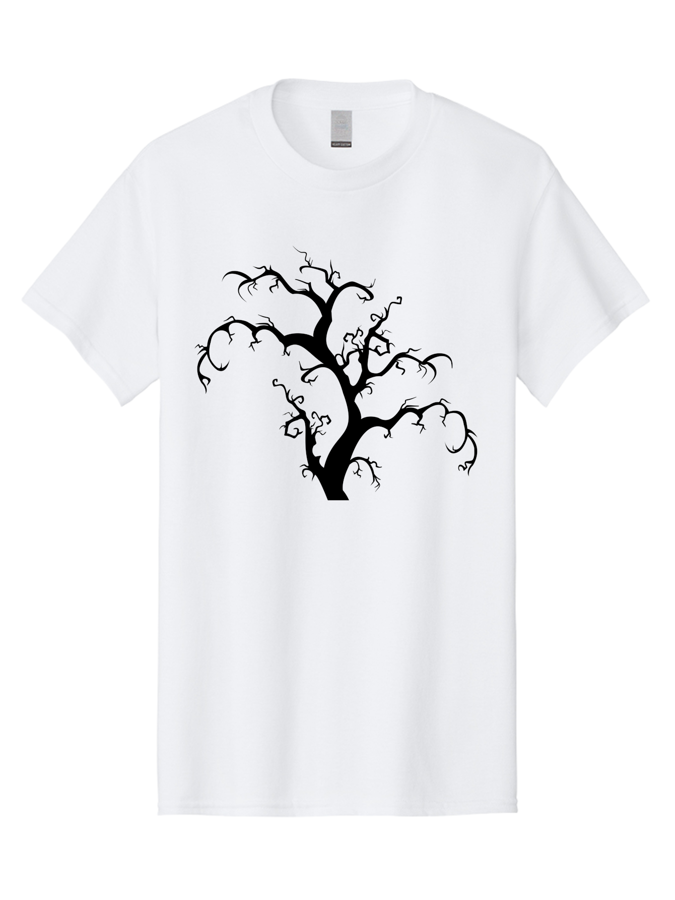 Dead-Tree-Silhouette Men'S Graphic Tee, 100% Cotton, Comfortable Casual Summer Wear, Machine Washable, Dead Tree Silhouette, Barren Branches, Spooky Atmosphere, Gothic Art, Mysterious, Haunting, Twisted, Eerie Aab213