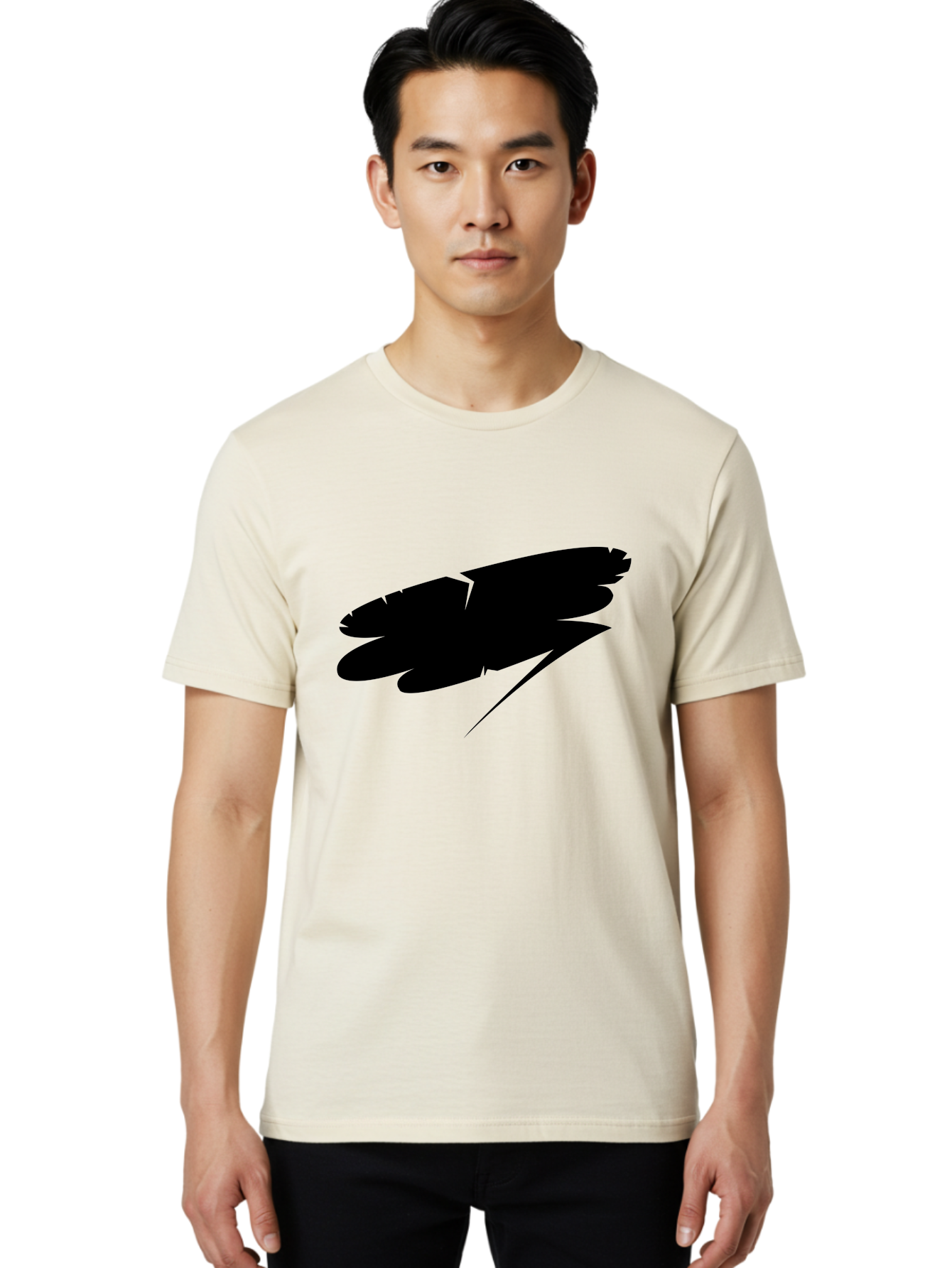 Feather-Silhouette Men'S Graphic Tee, 100% Cotton, Comfortable Casual Summer Wear, Machine Washable, Feather Silhouette, Black Feather, Minimalist Design, Simple Graphics, Bold Shapes, Graphic Elements, Abstract Art Aab214