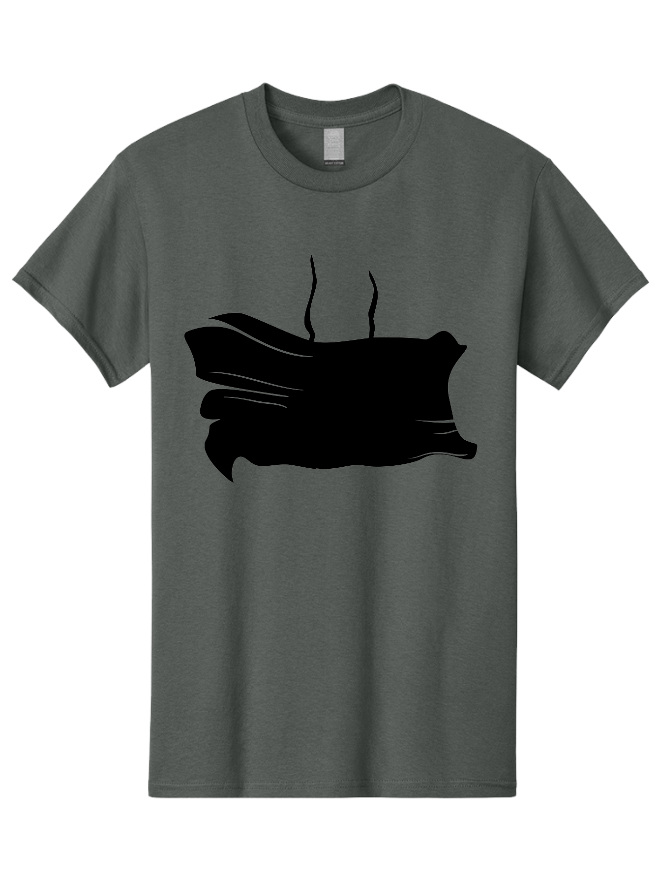 Fish-Silhouette Men'S Graphic Tee, 100% Cotton, Comfortable Casual Summer Wear, Machine Washable, Black Smear, Abstract Art, Brush Stroke, Artistic Expression, Creative Design, Modern Art, Hand Drawn, Digital Art Aab215