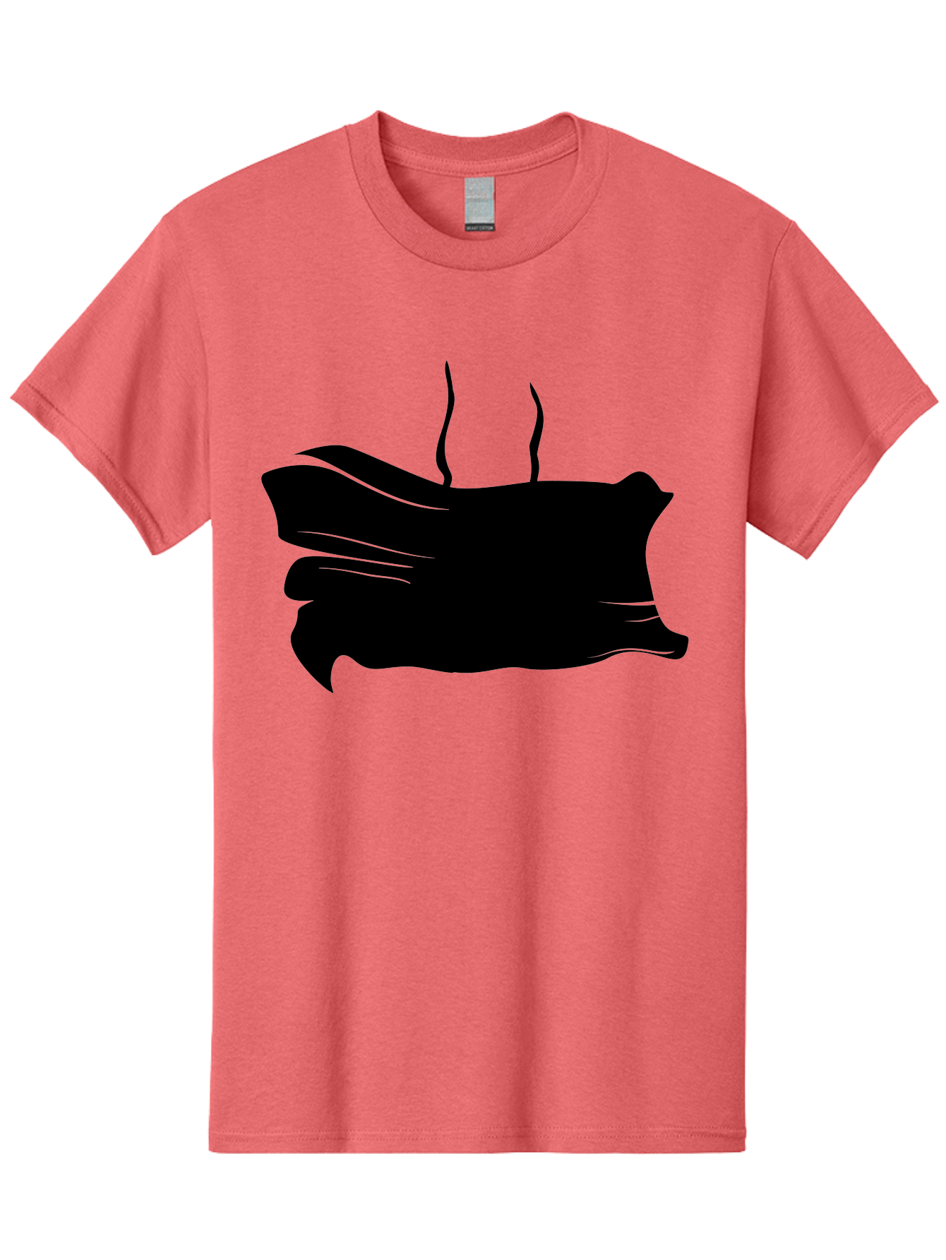 Fish-Silhouette Men'S Graphic Tee, 100% Cotton, Comfortable Casual Summer Wear, Machine Washable, Black Smear, Abstract Art, Brush Stroke, Artistic Expression, Creative Design, Modern Art, Hand Drawn, Digital Art Aab215