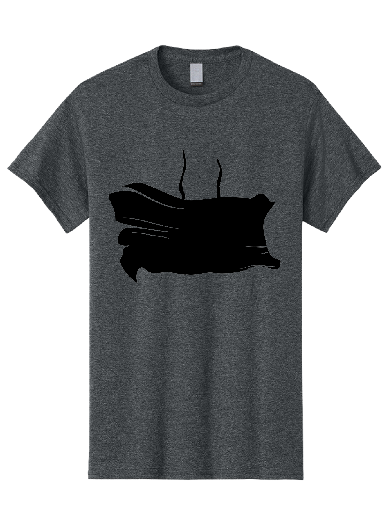 Fish-Silhouette Men'S Graphic Tee, 100% Cotton, Comfortable Casual Summer Wear, Machine Washable, Black Smear, Abstract Art, Brush Stroke, Artistic Expression, Creative Design, Modern Art, Hand Drawn, Digital Art Aab215