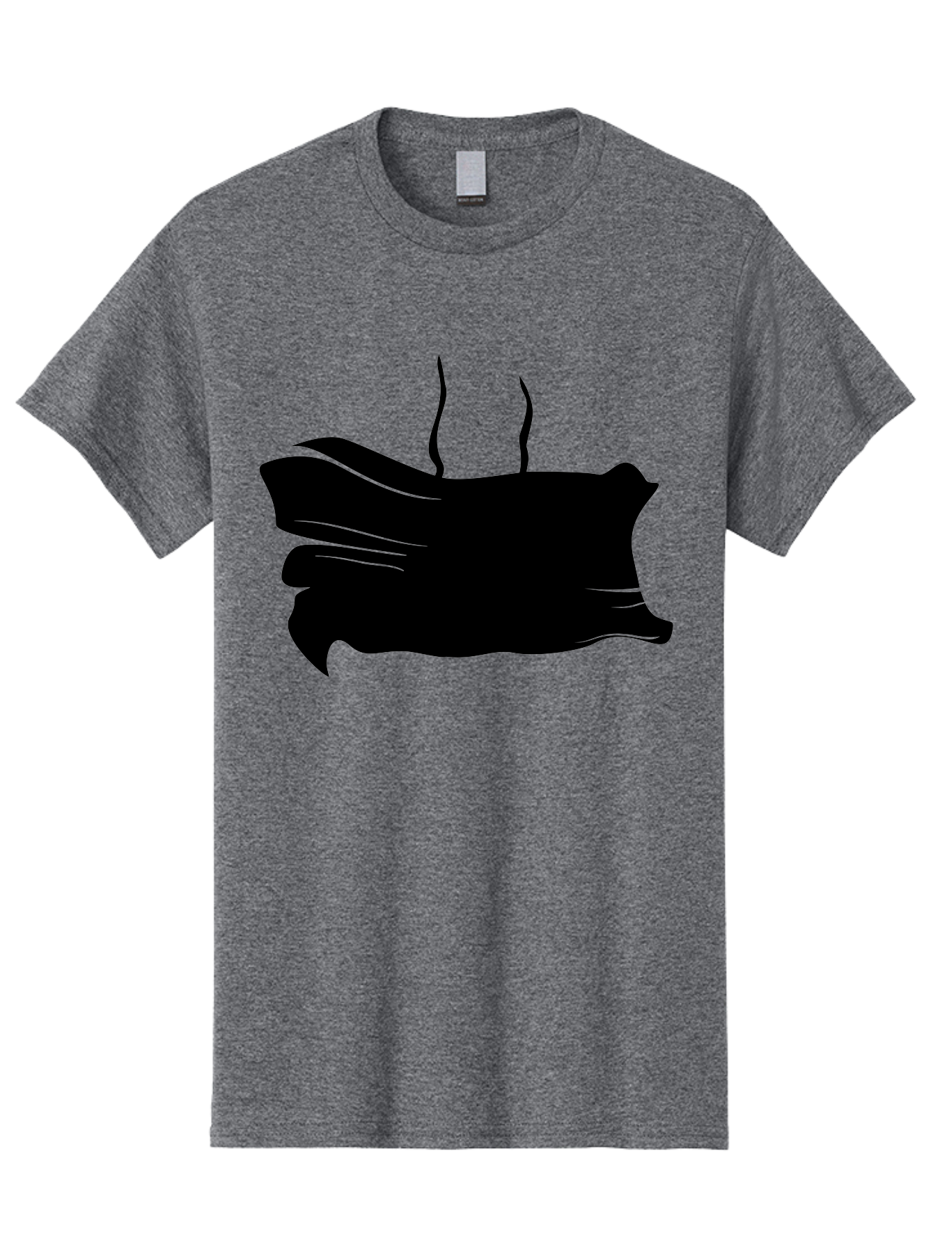 Fish-Silhouette Men'S Graphic Tee, 100% Cotton, Comfortable Casual Summer Wear, Machine Washable, Black Smear, Abstract Art, Brush Stroke, Artistic Expression, Creative Design, Modern Art, Hand Drawn, Digital Art Aab215