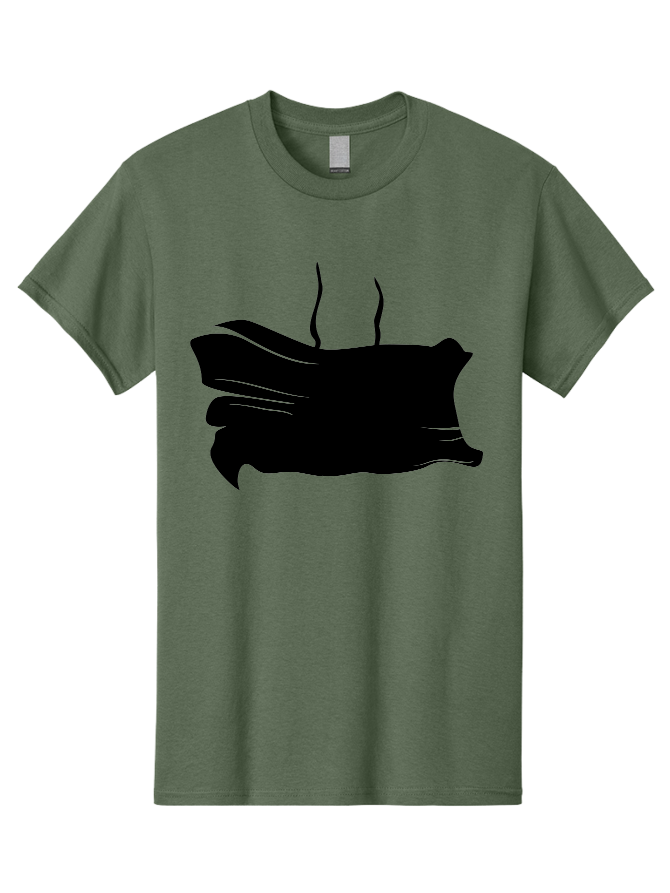 Fish-Silhouette Men'S Graphic Tee, 100% Cotton, Comfortable Casual Summer Wear, Machine Washable, Black Smear, Abstract Art, Brush Stroke, Artistic Expression, Creative Design, Modern Art, Hand Drawn, Digital Art Aab215