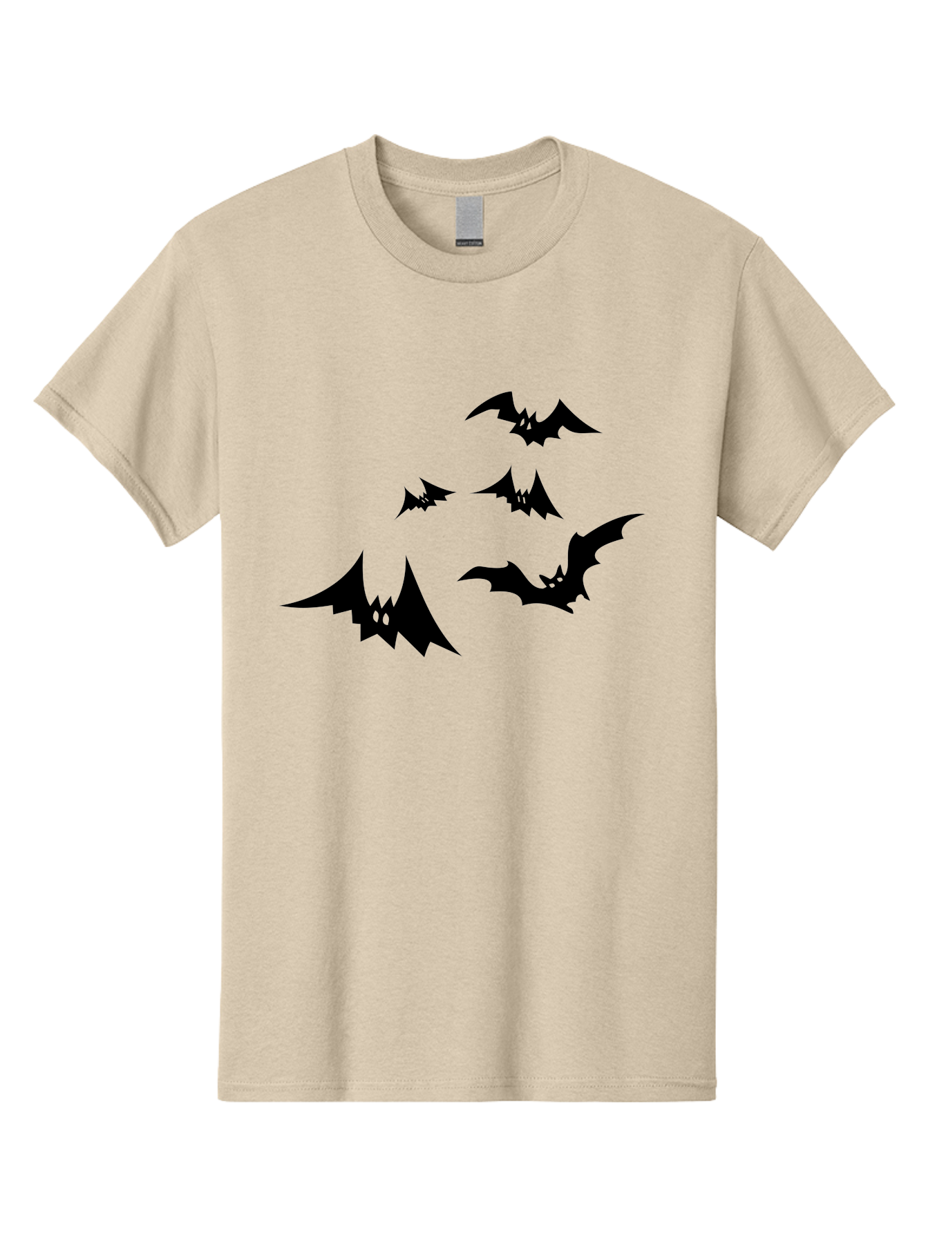 Flying-Bats Men'S Graphic Tee, 100% Cotton, Comfortable Casual Summer Wear, Machine Washable, Black Bats, Flying Bats, Halloween Symbols, Spooky Creatures, Gothic Decorations, Eerie Silhouettes, Dark Magic, Halloween Decorations Aab216